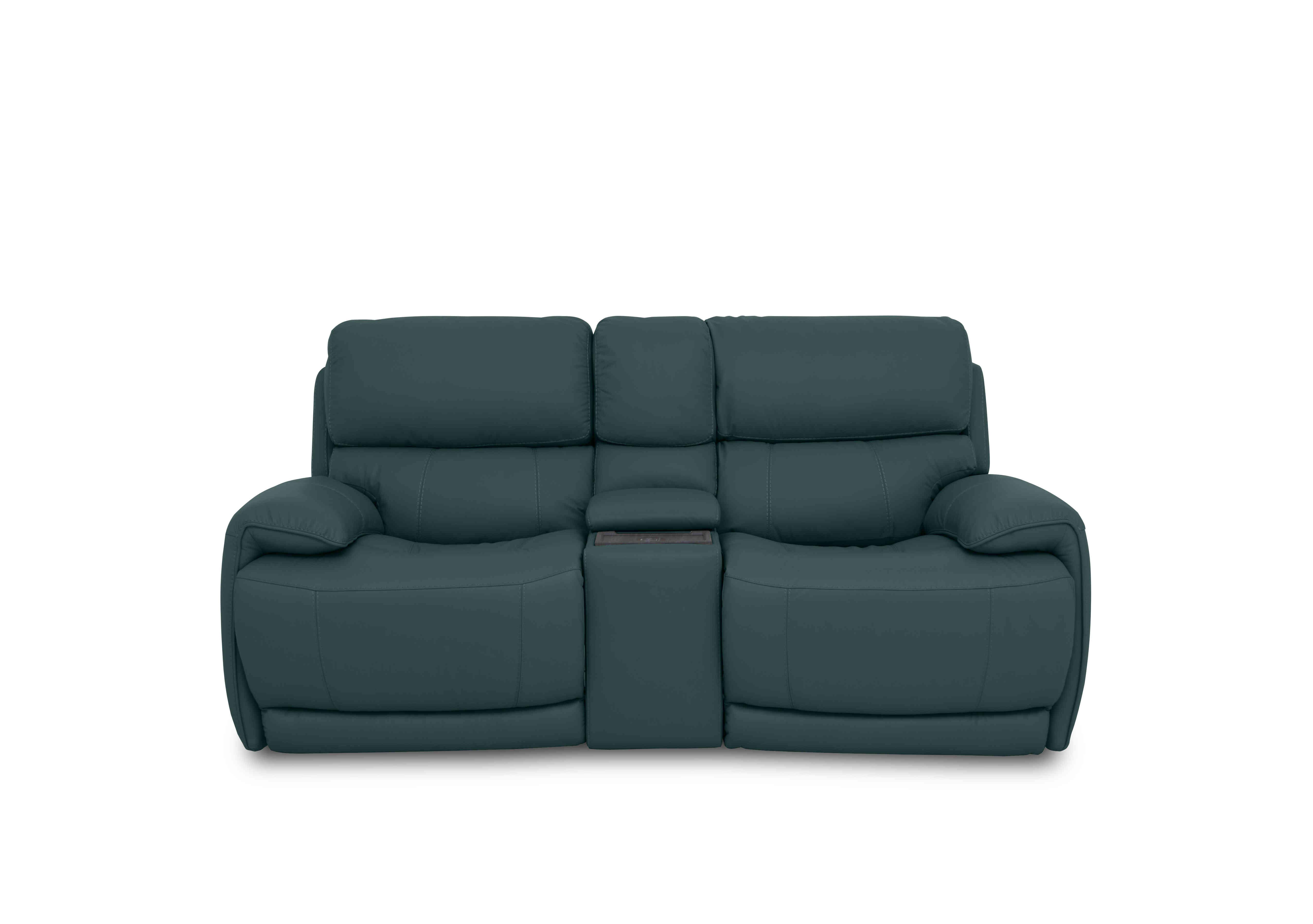 Rocco 2 Seater Leather Power Rocker Sofa with Cup Holders and Power Headrests in Bv-301e Lake Green on Furniture Village