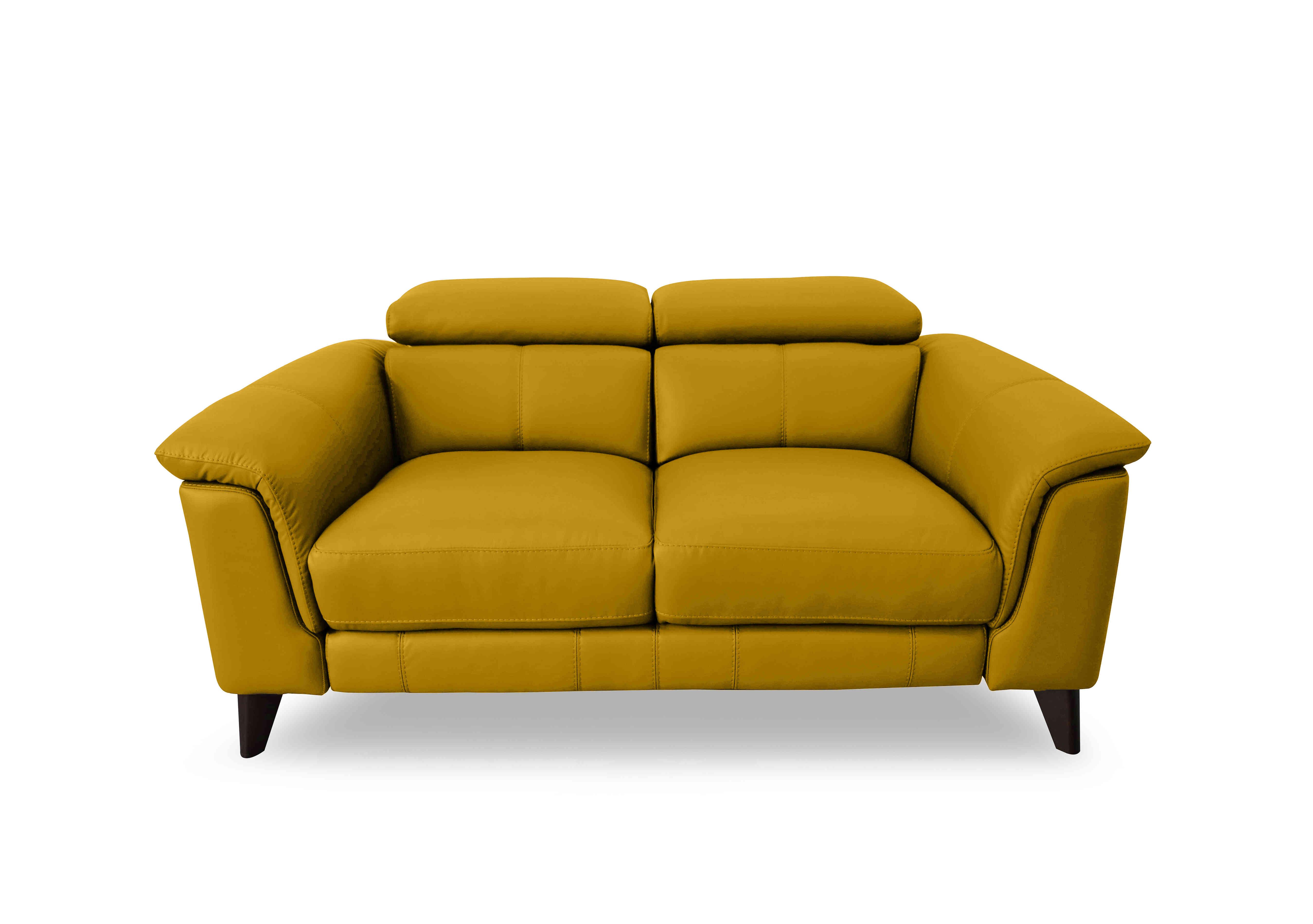 Wade 2 Seater Leather Sofa in Nw-663e Yellow on Furniture Village