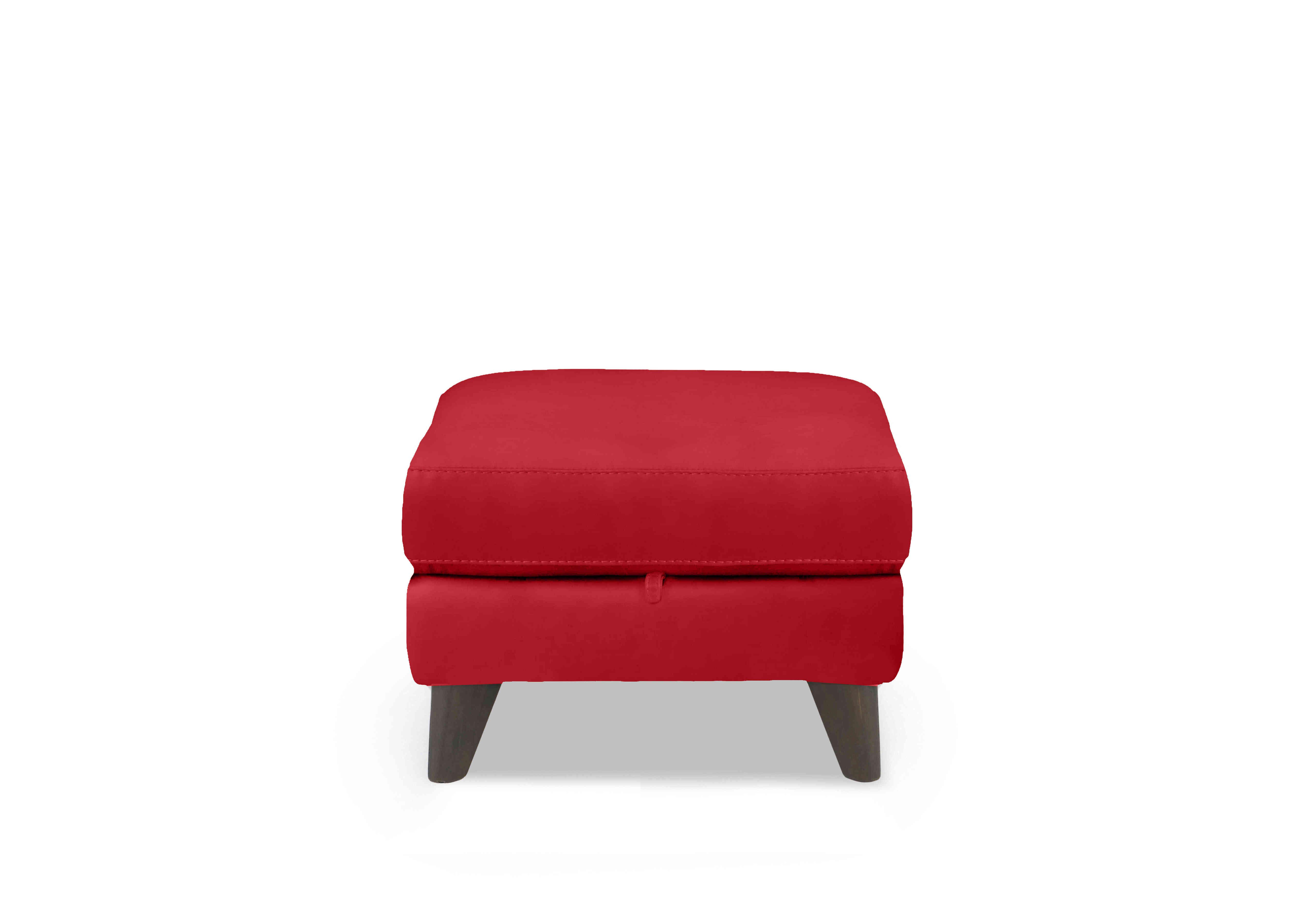 Wade Leather Storage Footstool in Bv-0008 Pure Red on Furniture Village