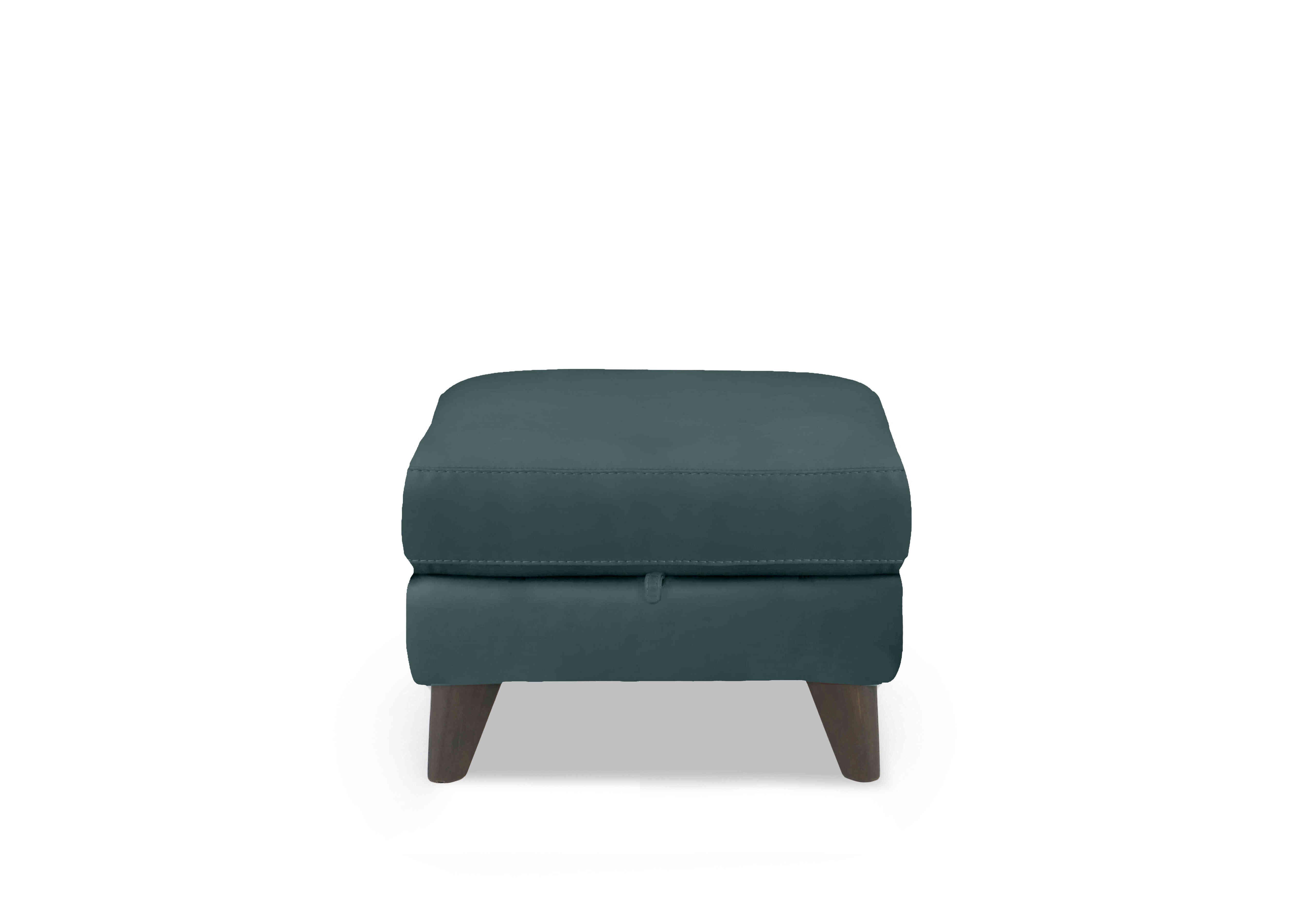 Wade Leather Storage Footstool in Bv-301e Lake Green on Furniture Village