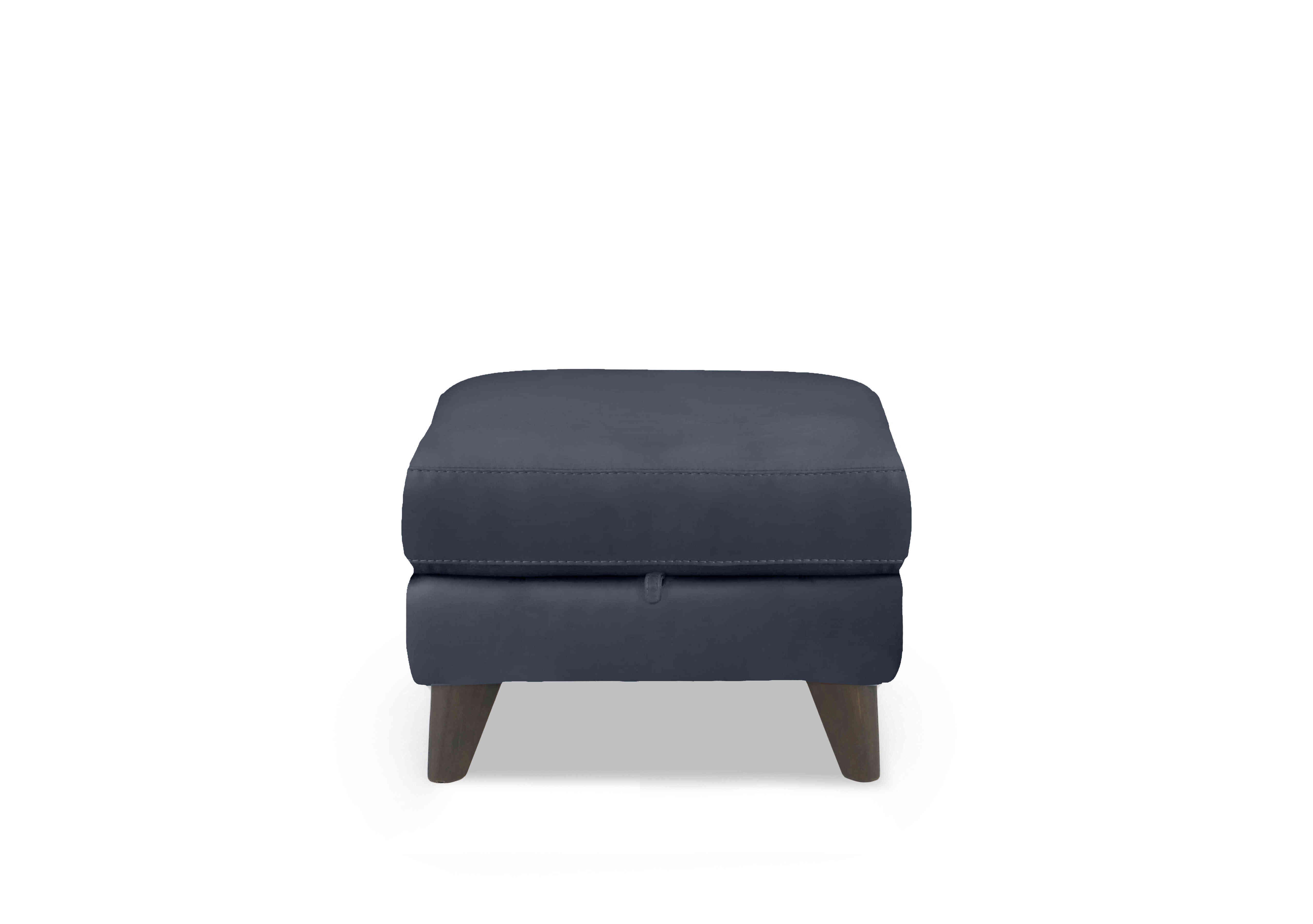 Wade Leather Storage Footstool in Bv-313e Ocean Blue on Furniture Village