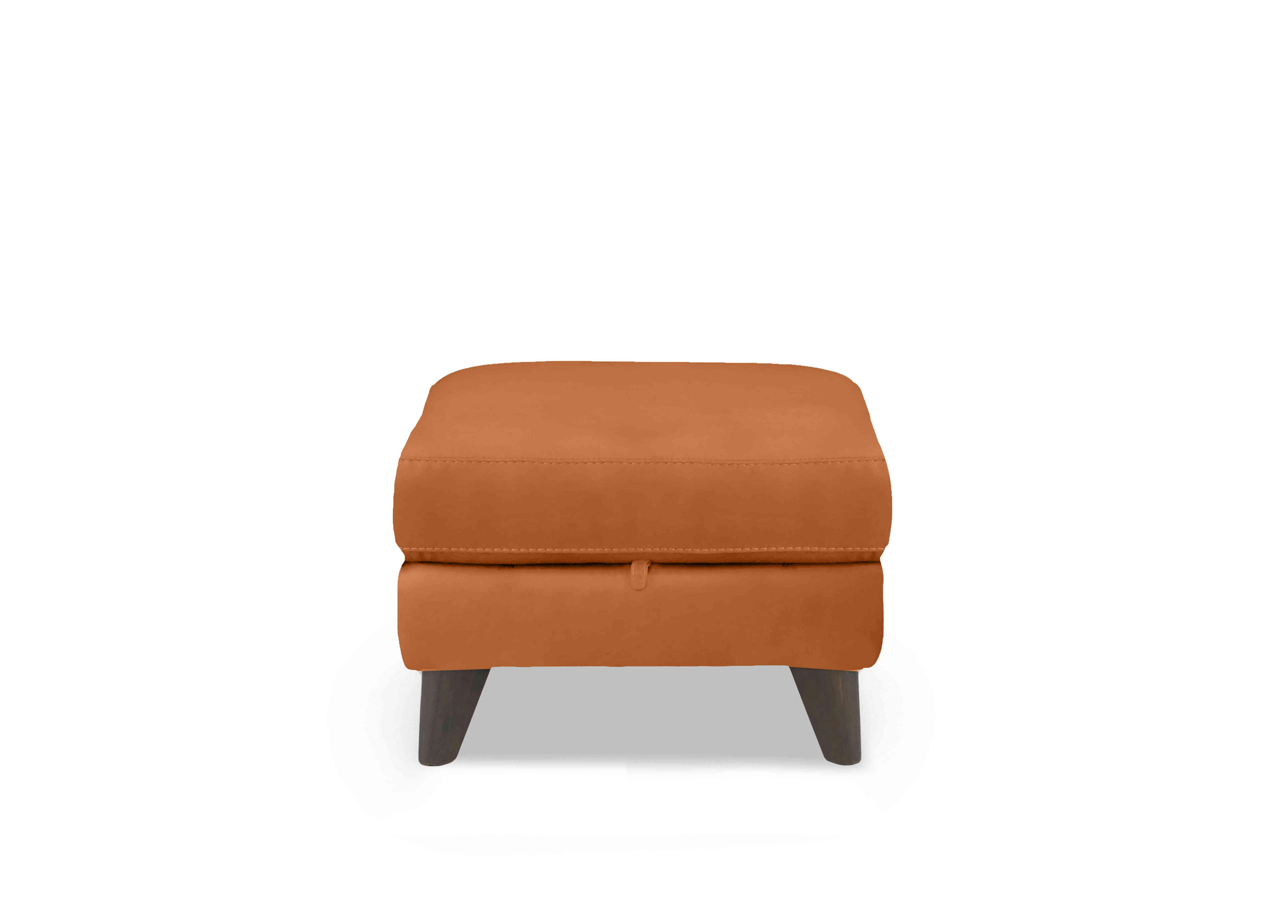 Wade Leather Storage Footstool in Bv-335e Honey Yellow on Furniture Village