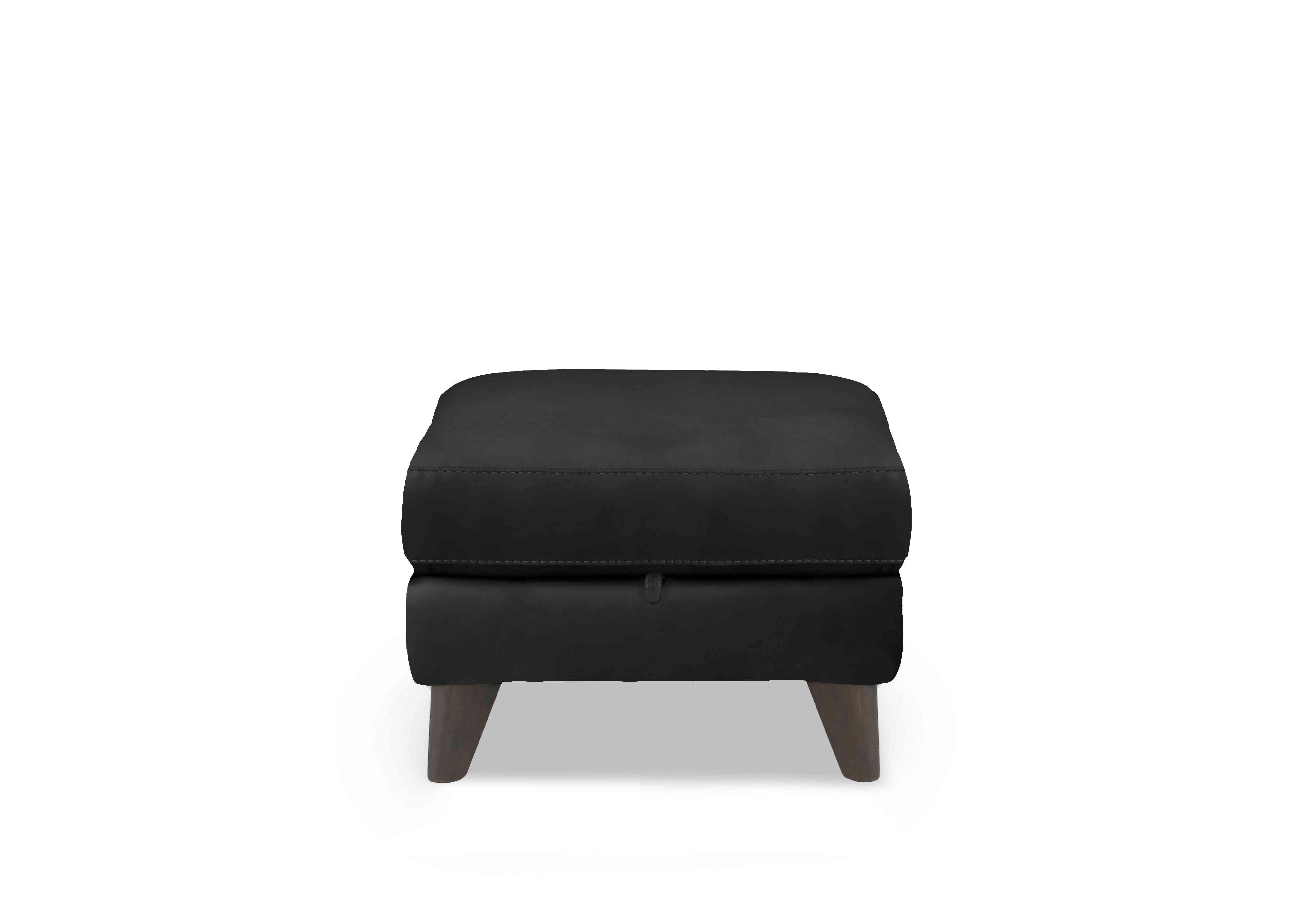 Wade Leather Storage Footstool in Bv-3500 Classic Black on Furniture Village
