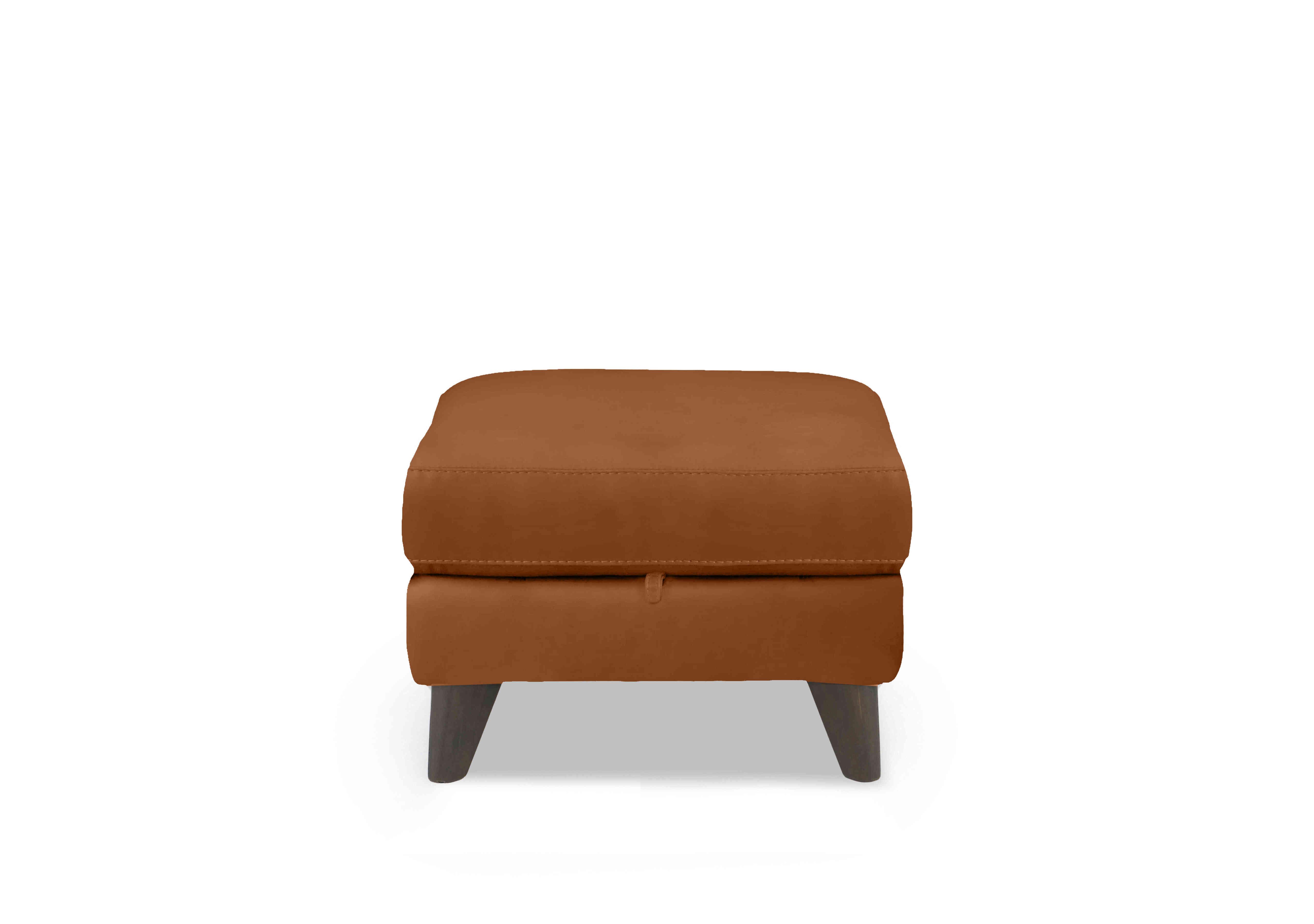 Wade Leather Storage Footstool in Hw-602b Pecan Brown on Furniture Village