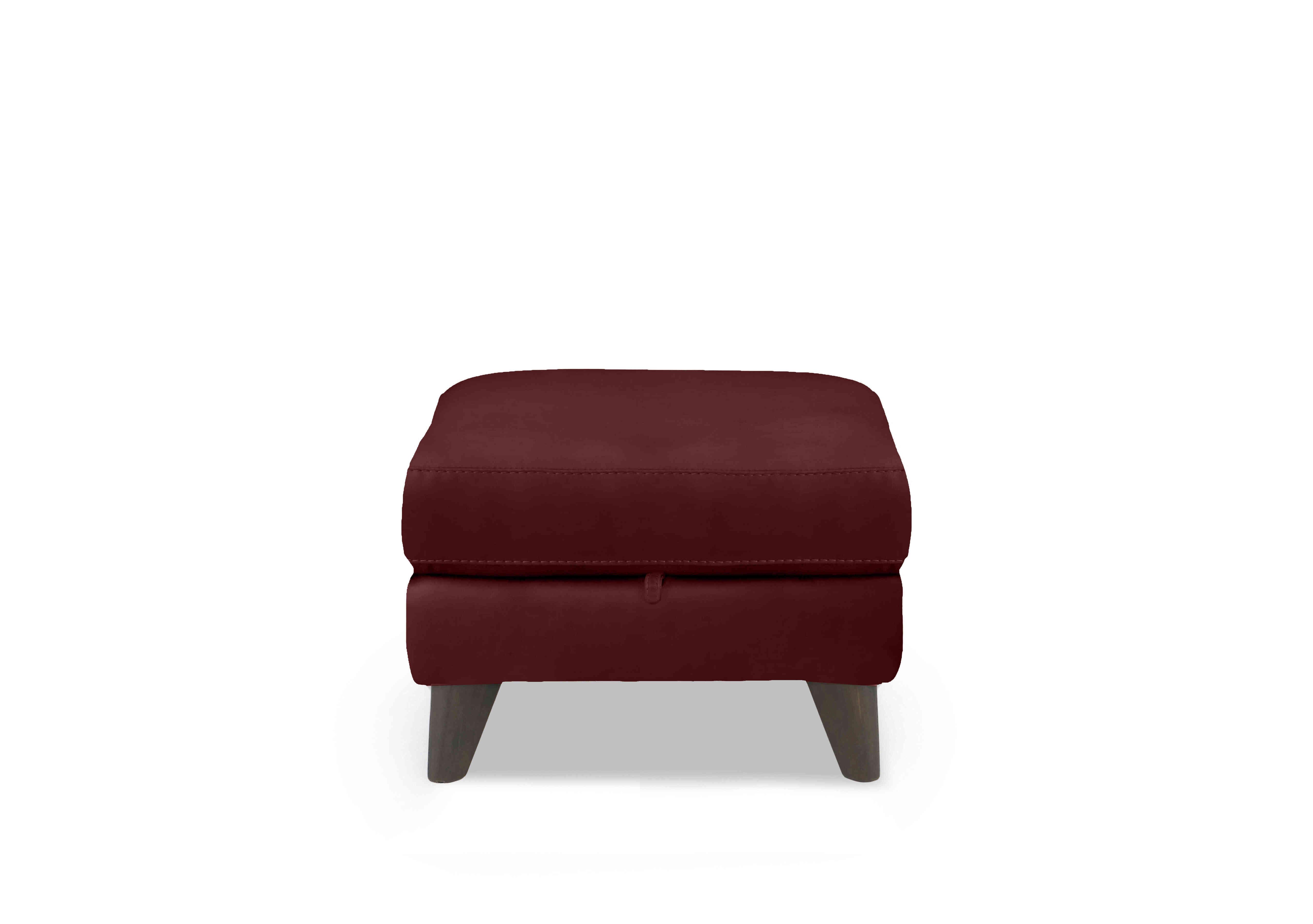 Wade Leather Storage Footstool in Nc-035c Deep Red on Furniture Village