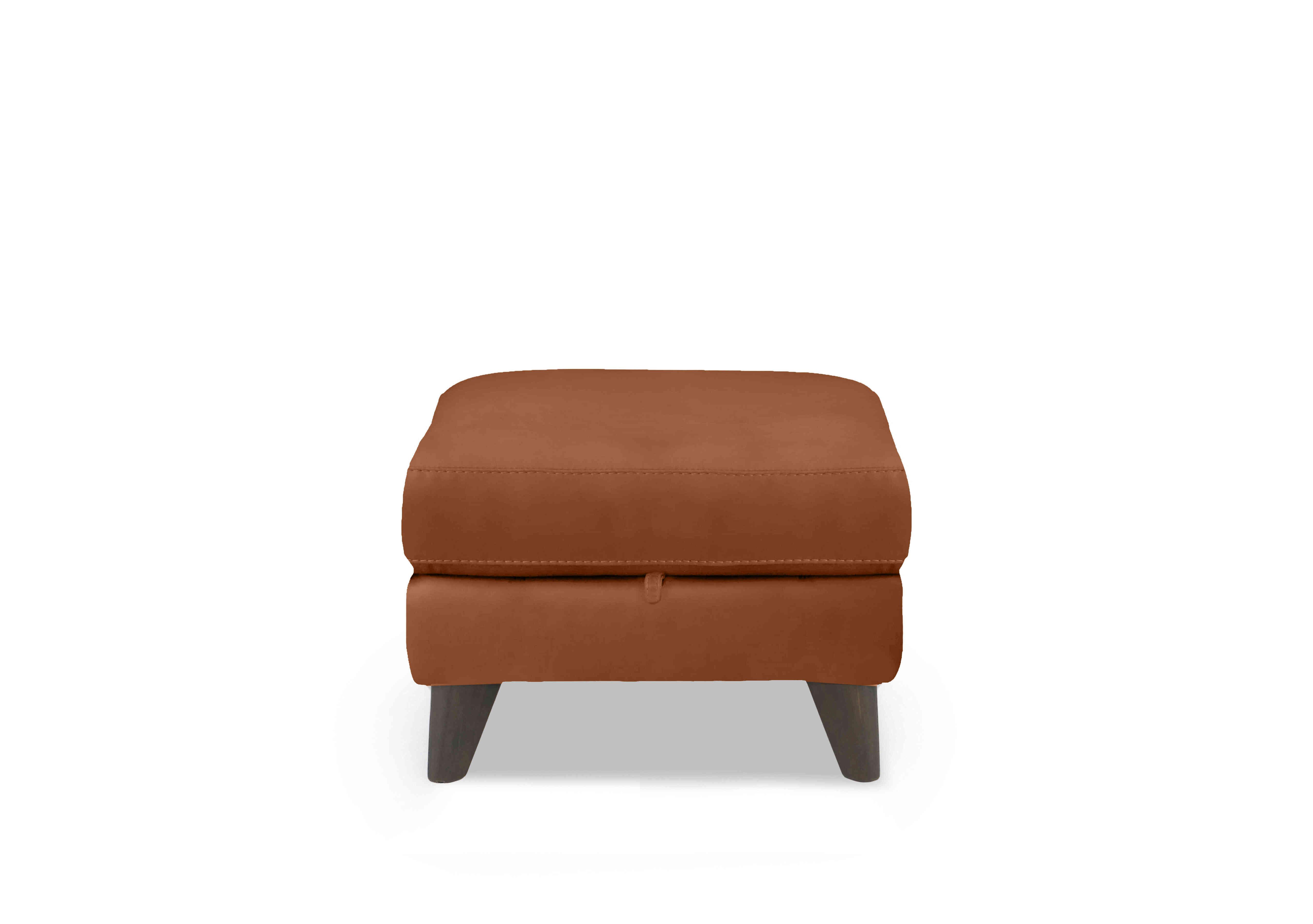 Wade Leather Storage Footstool in Nc-334e Pecan Brown on Furniture Village