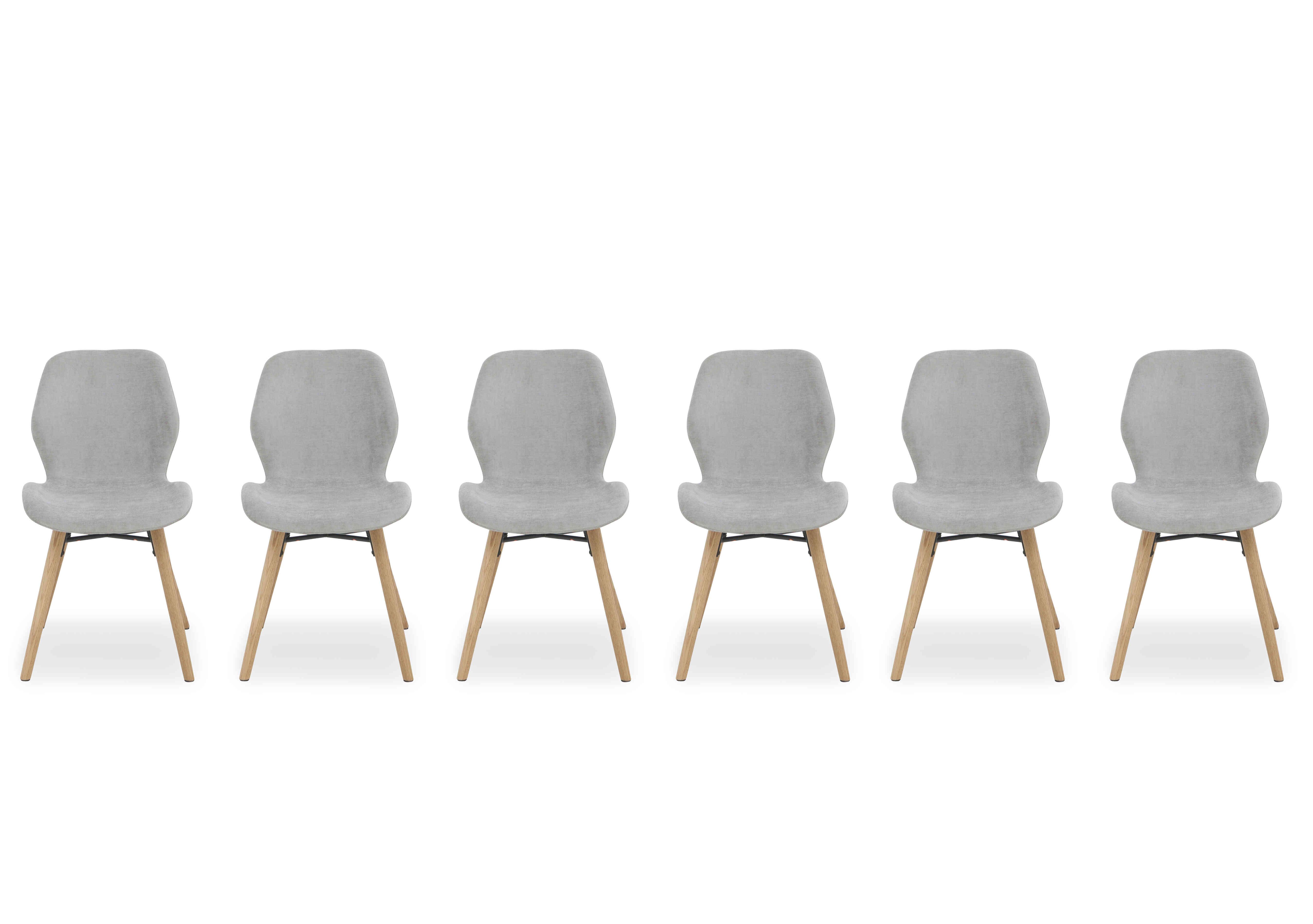 Stockholm Set of 6 Upholstered Dining Chairs in Light Oak on Furniture Village