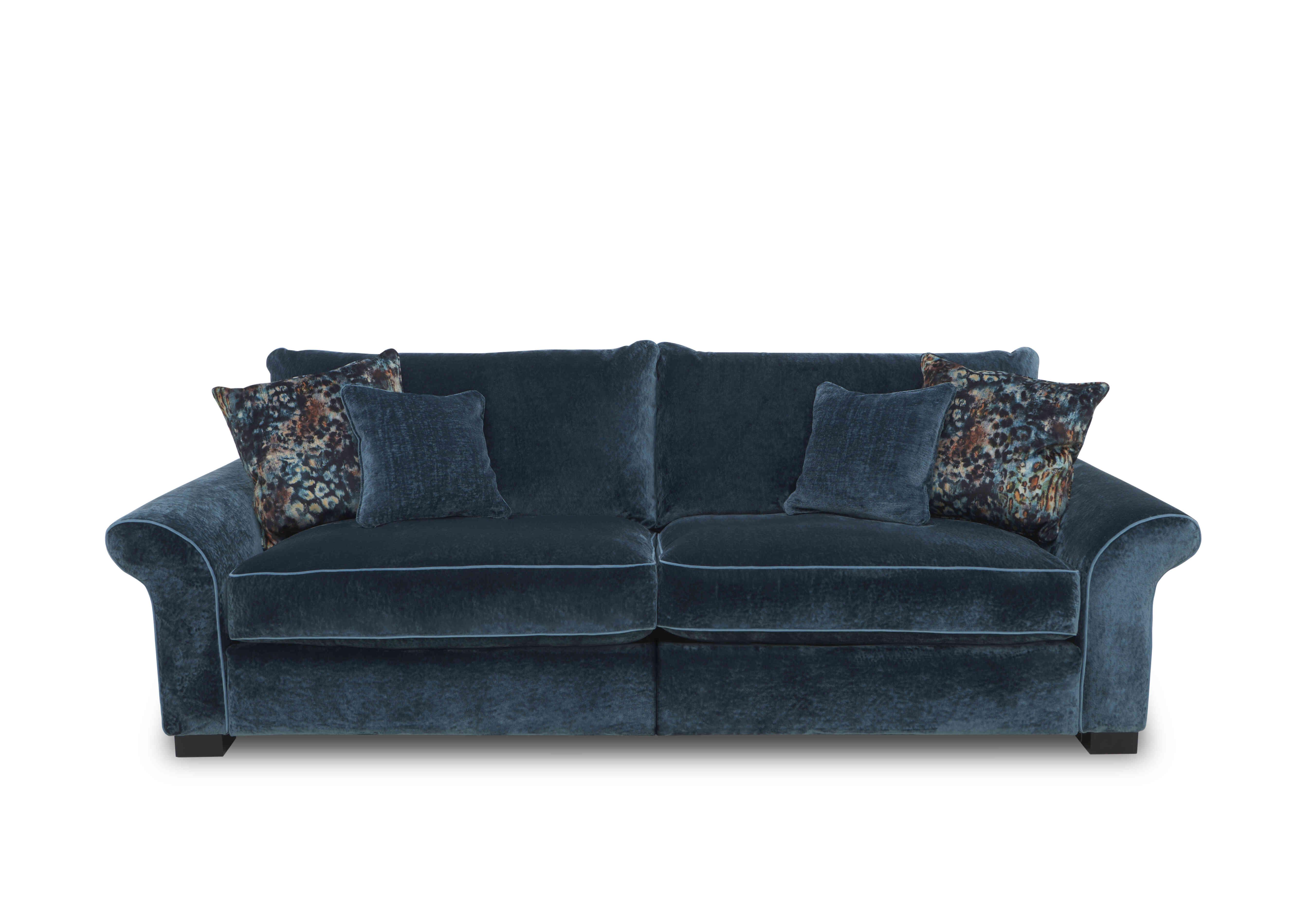 Modern Classics Hyde Park 4 Seater Split Frame Sofa in Remini Petrol Blue Cp Mf on Furniture Village