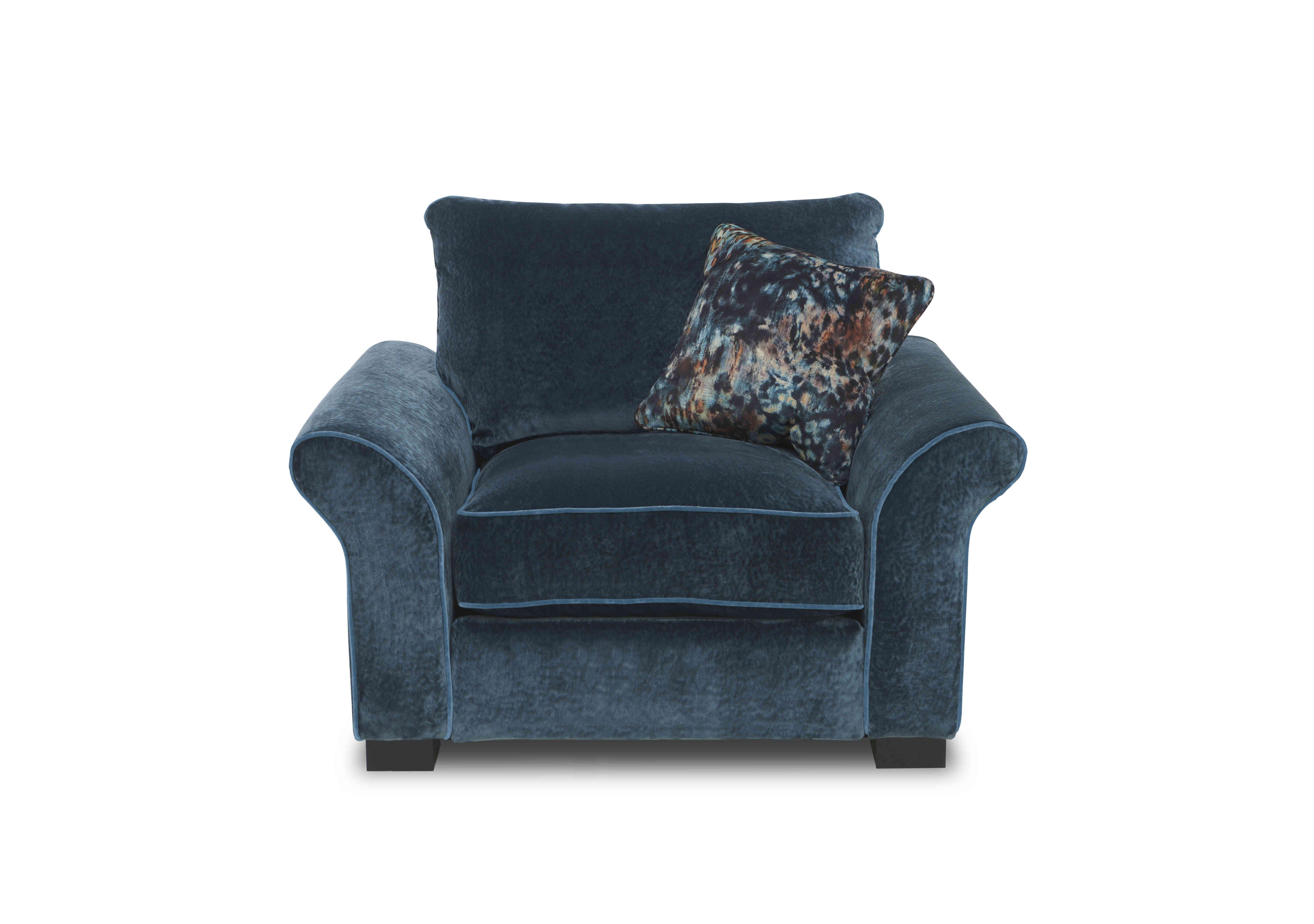 Modern Classics Hyde Park Snuggler in Remini Petrol Blue Cp Mf on Furniture Village