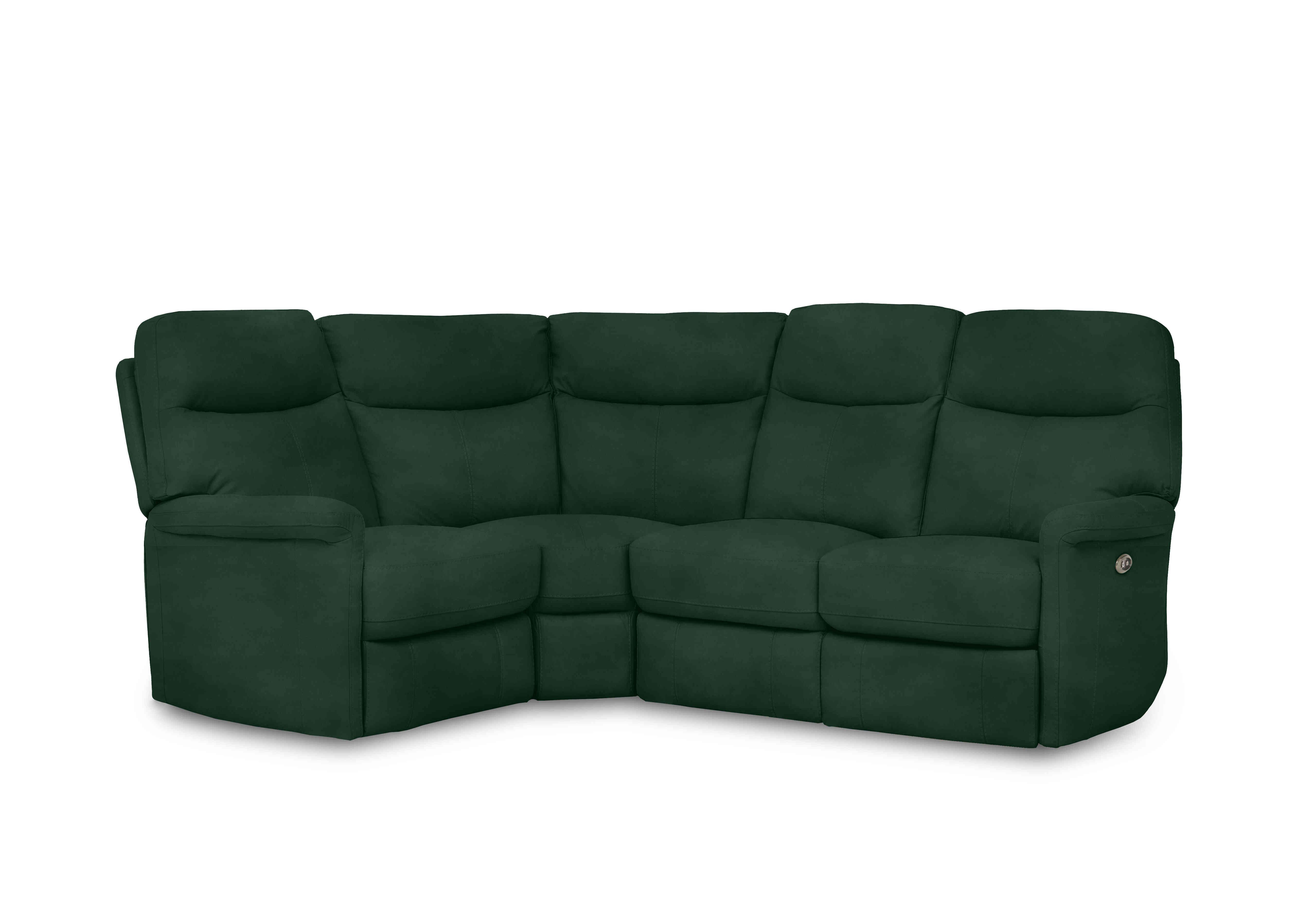 Compact Collection Lille Fabric Corner Sofa in Fab-Meg-R37 Emerald Green on Furniture Village