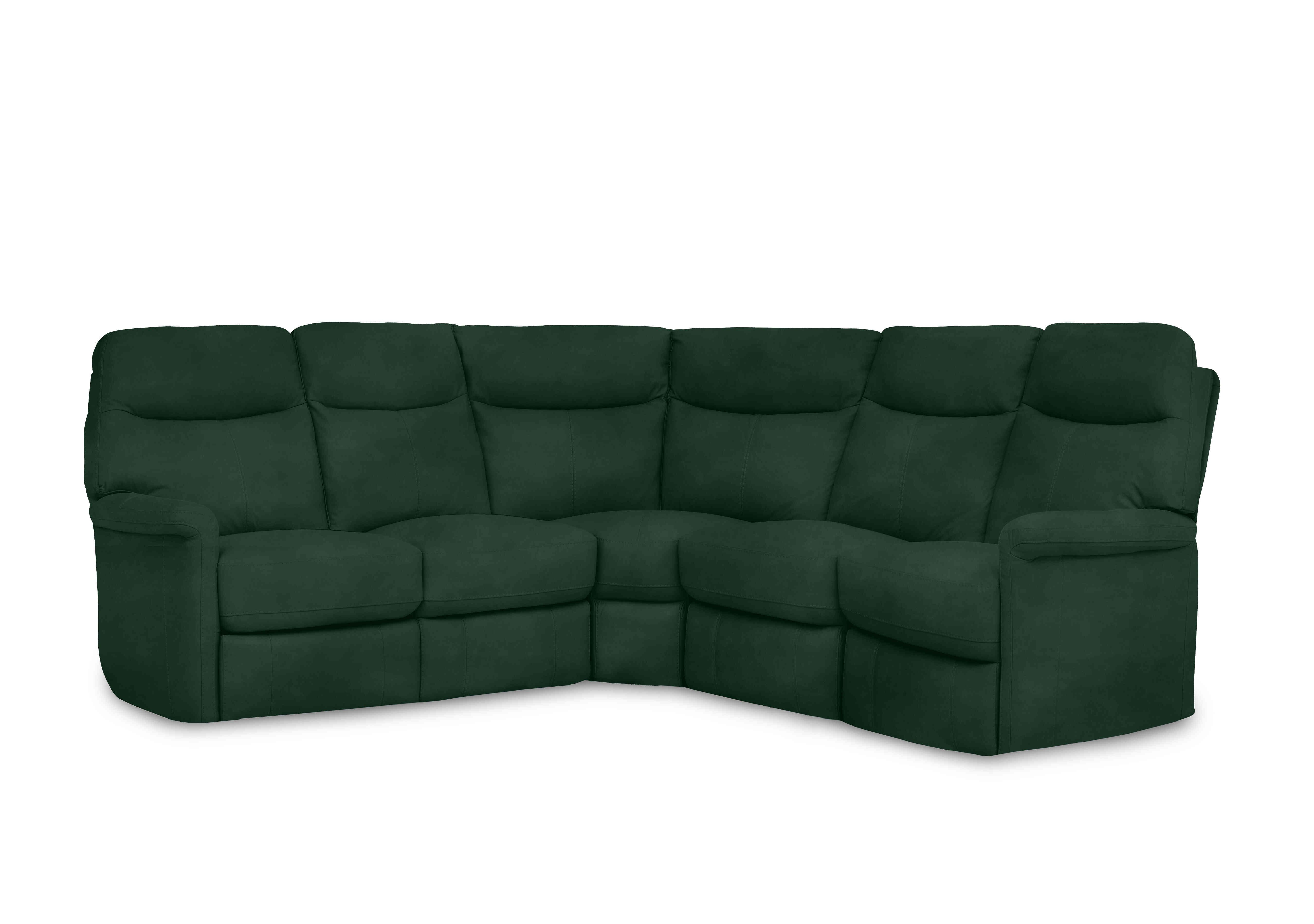 Compact Collection Lille Large Fabric Corner Sofa in Fab-Meg-R37 Emerald Green on Furniture Village