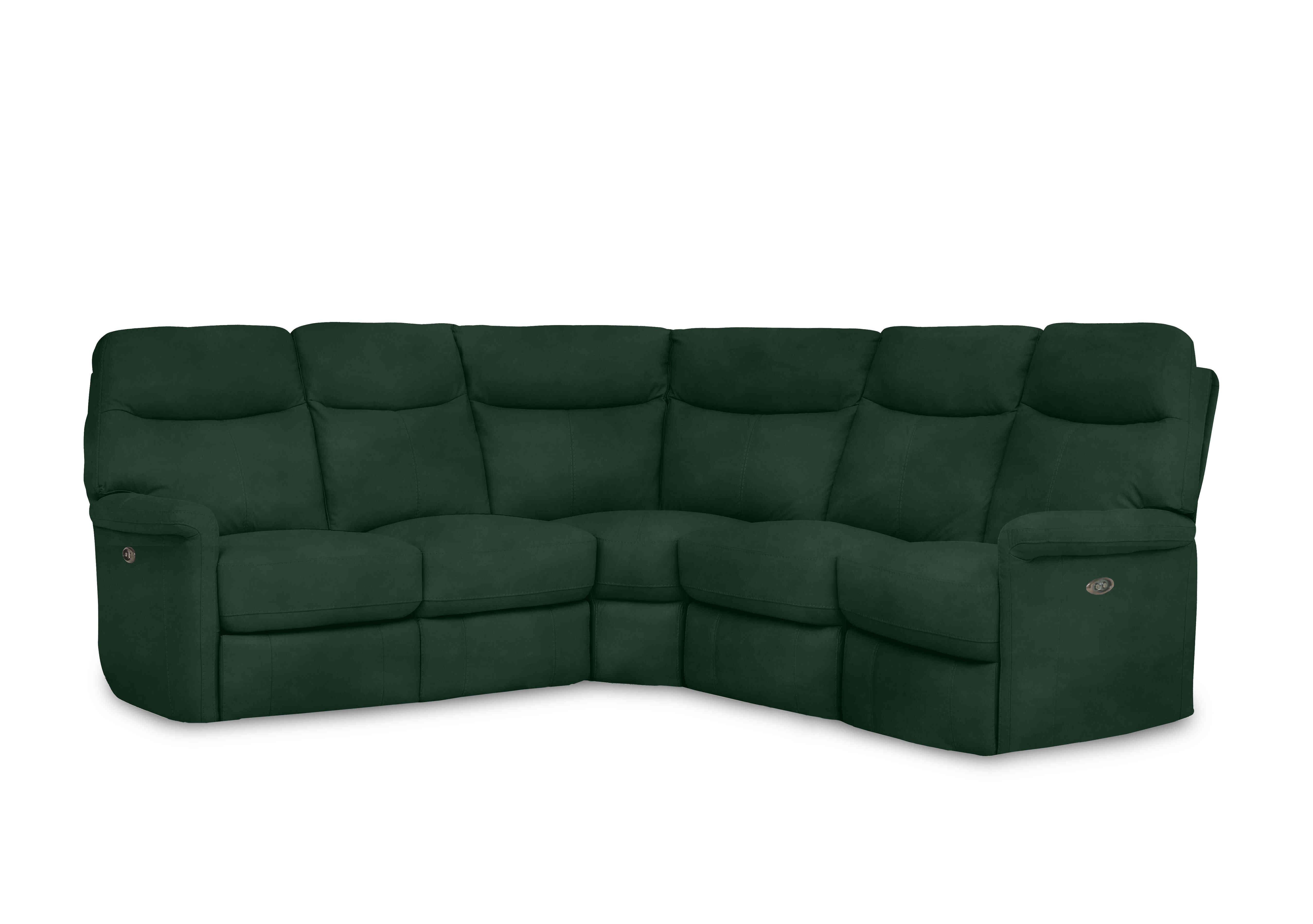Compact Collection Lille Large Fabric Corner Sofa in Fab-Meg-R37 Emerald Green on Furniture Village