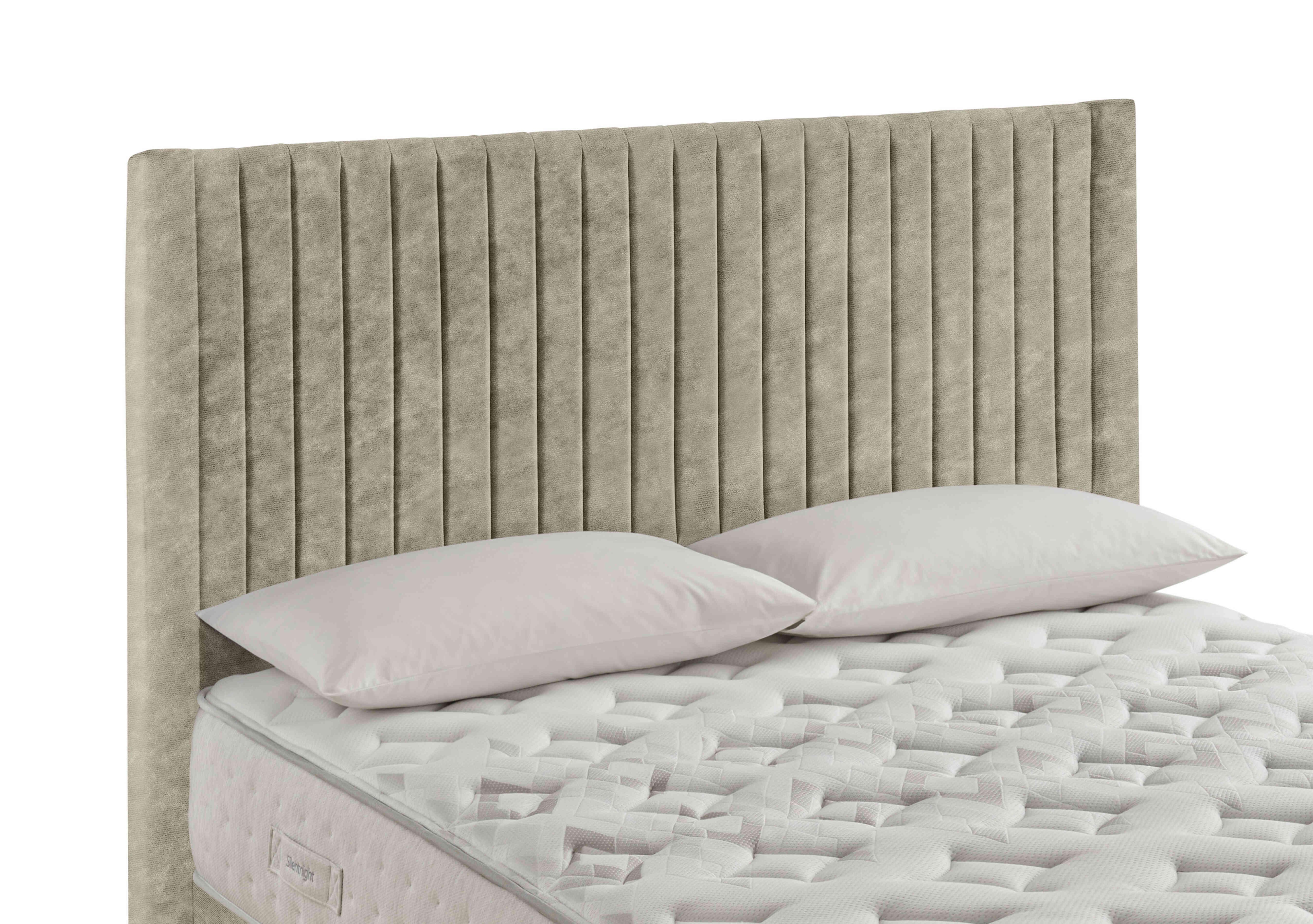 Cascade Floor Standing Headboard in Fine Cord Velvet Almond on Furniture Village