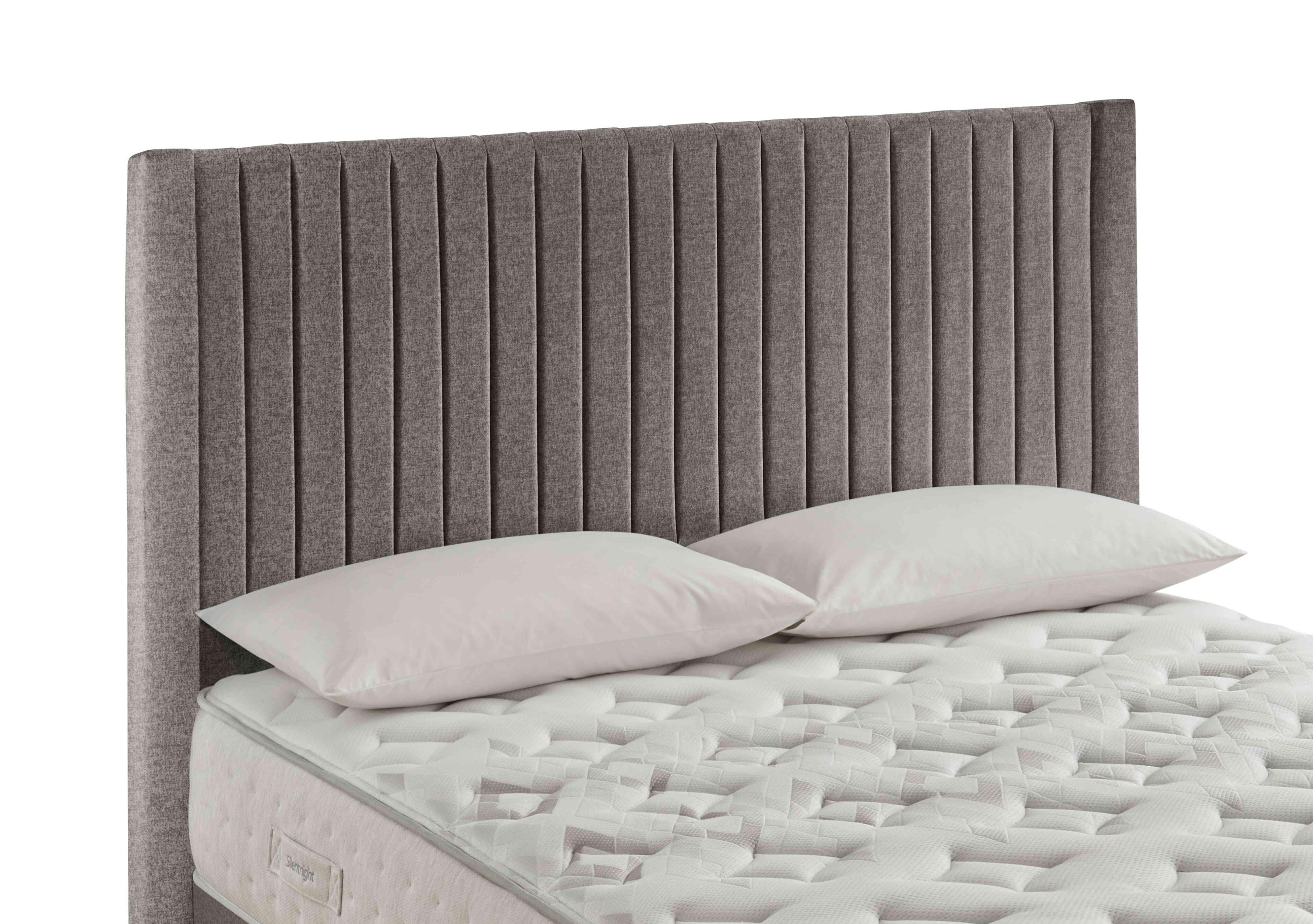 Cascade Floor Standing Headboard in Tweed Woven Pebble on Furniture Village
