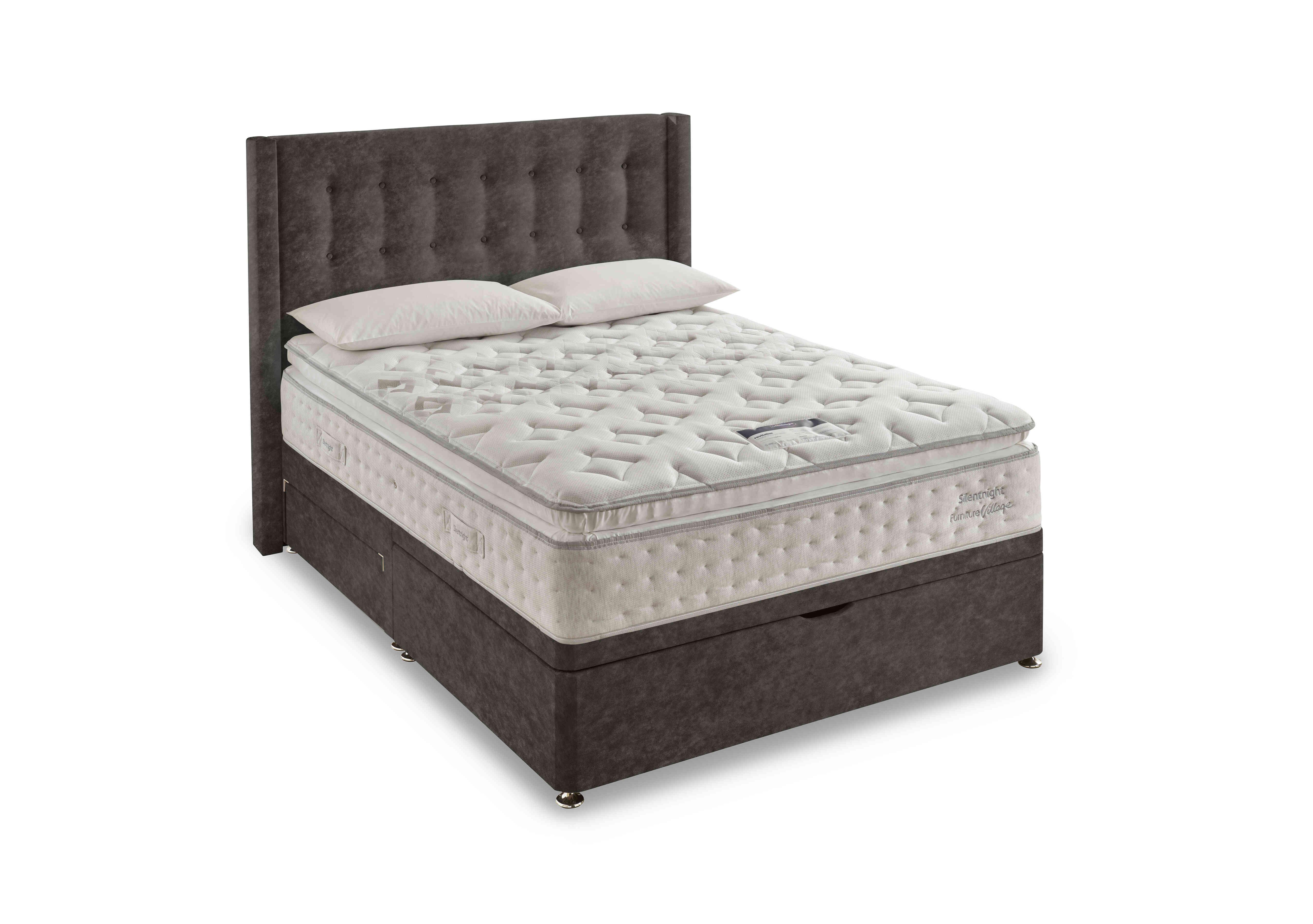 Revitalise Breathe 3000 Pillowtop Half Ottoman Divan Set in Fine Cord Velvet Umbra on Furniture Village