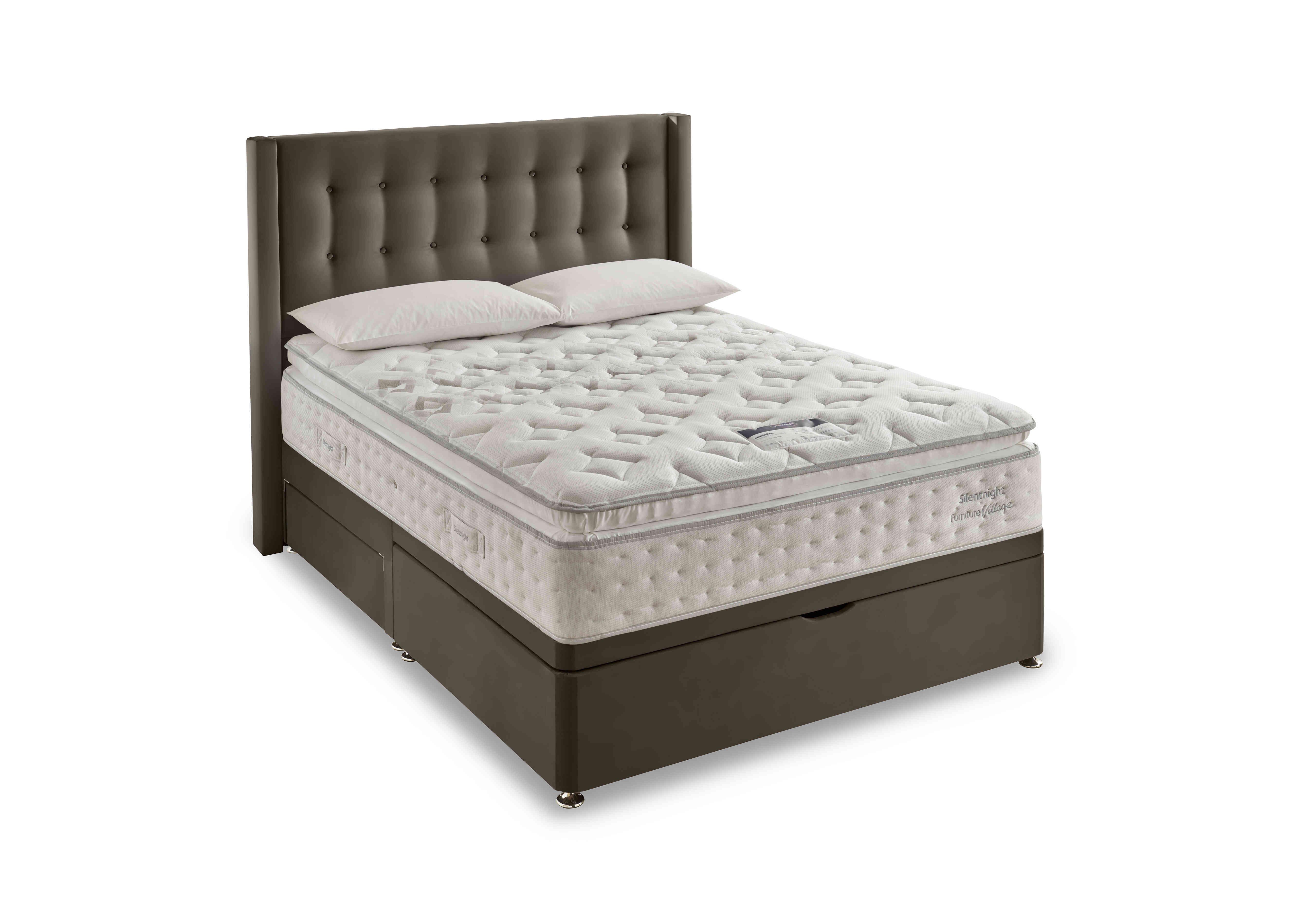 Revitalise Breathe 3000 Pillowtop Half Ottoman Divan Set in Smooth Velvet Mink on Furniture Village