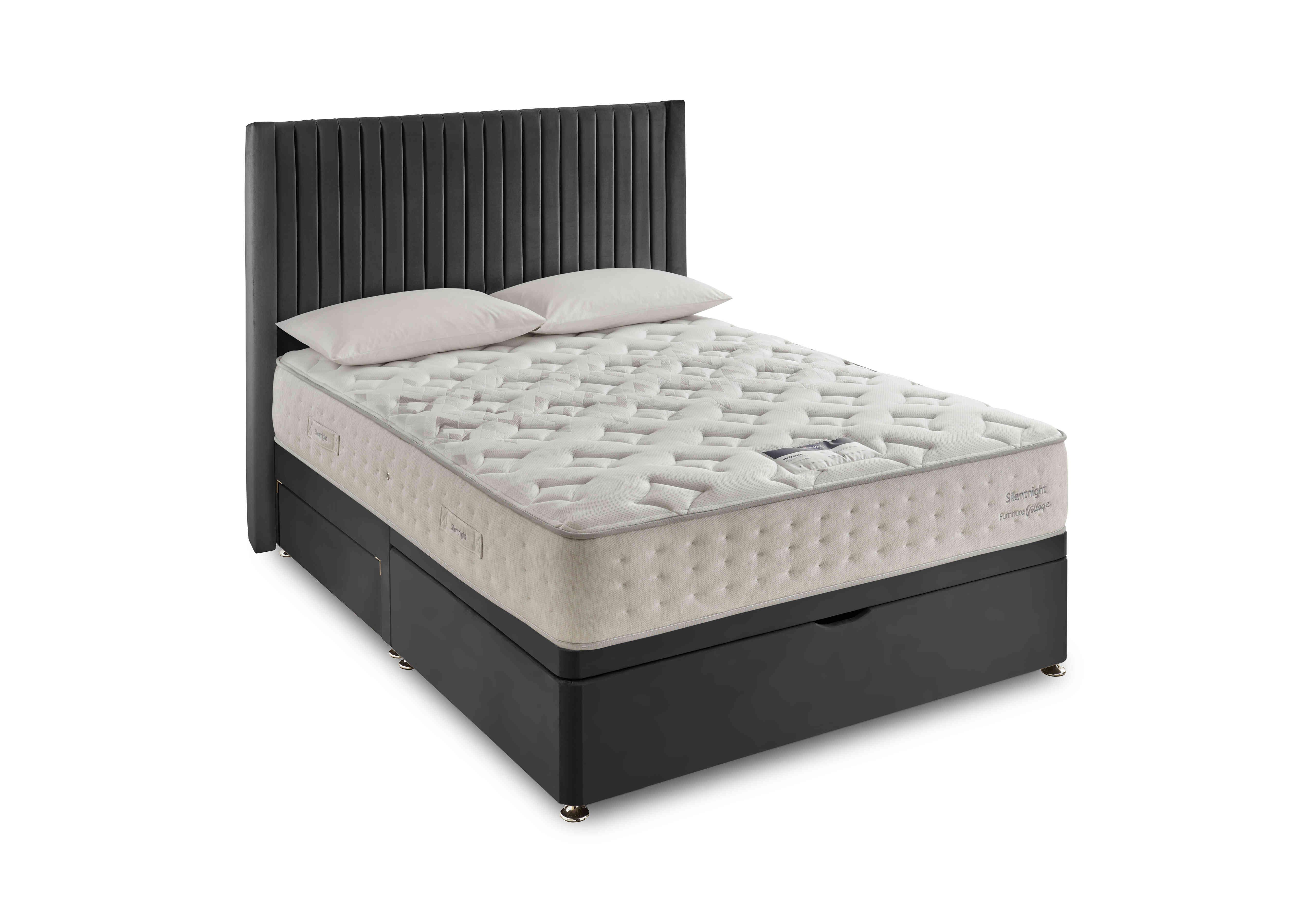 Revitalise Restore 1600 Half Ottoman Divan Set in Smooth Velvet Charcoal on Furniture Village