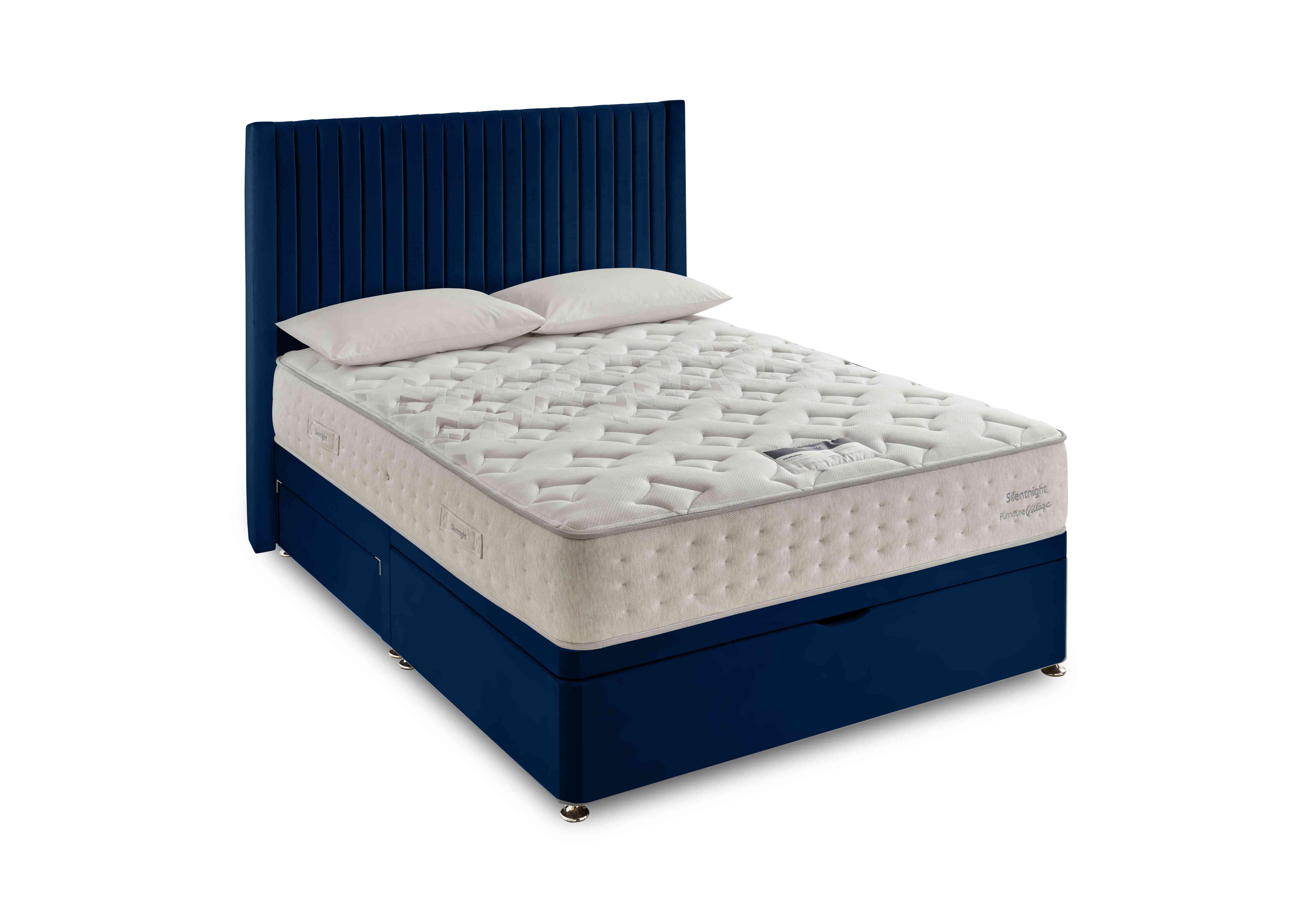 Revitalise Restore 1600 Half Ottoman Divan Set in Smooth Velvet Maritime on Furniture Village