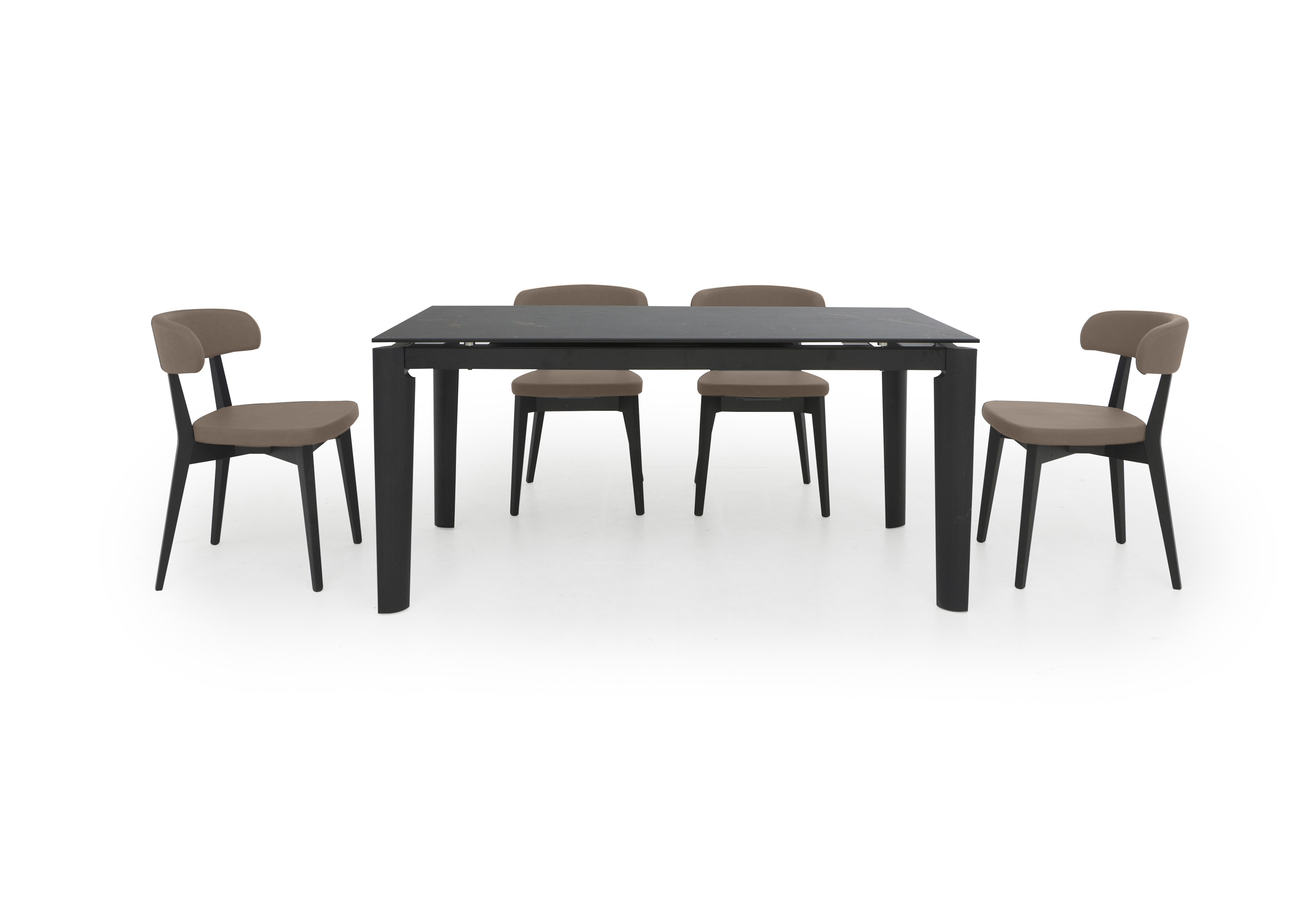 Lord Extending Dining Table and 4 Siren Dining Chairs in Calacatta Desert Graphite on Furniture Village