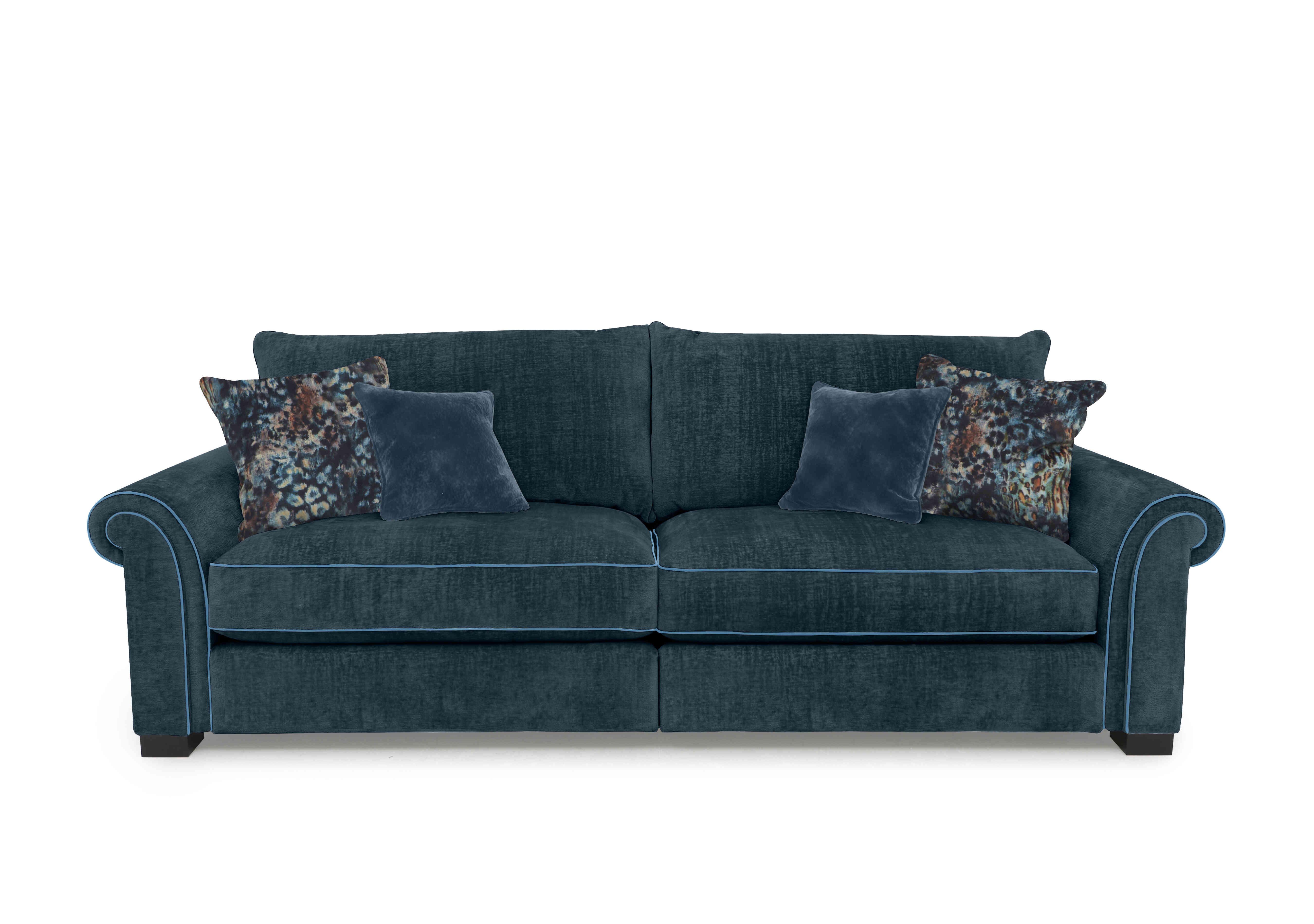 Modern Classics St James Park 4 Seater Split Frame Sofa in Remini Petrol Blue Cp Mf on Furniture Village
