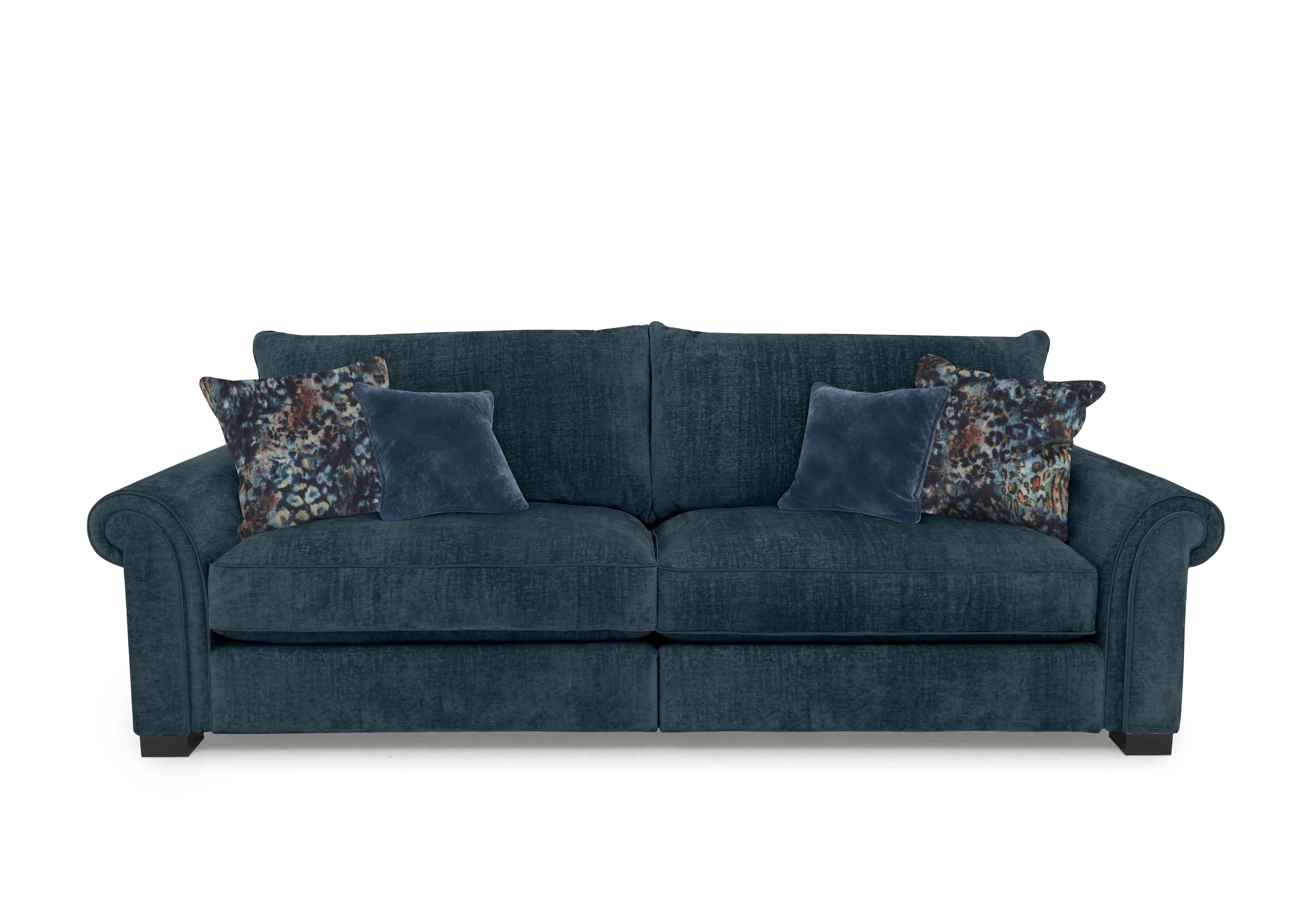Modern Classics St James Park 4 Seater Split Frame Sofa in Remini Petrol Blue Sp Mf on Furniture Village