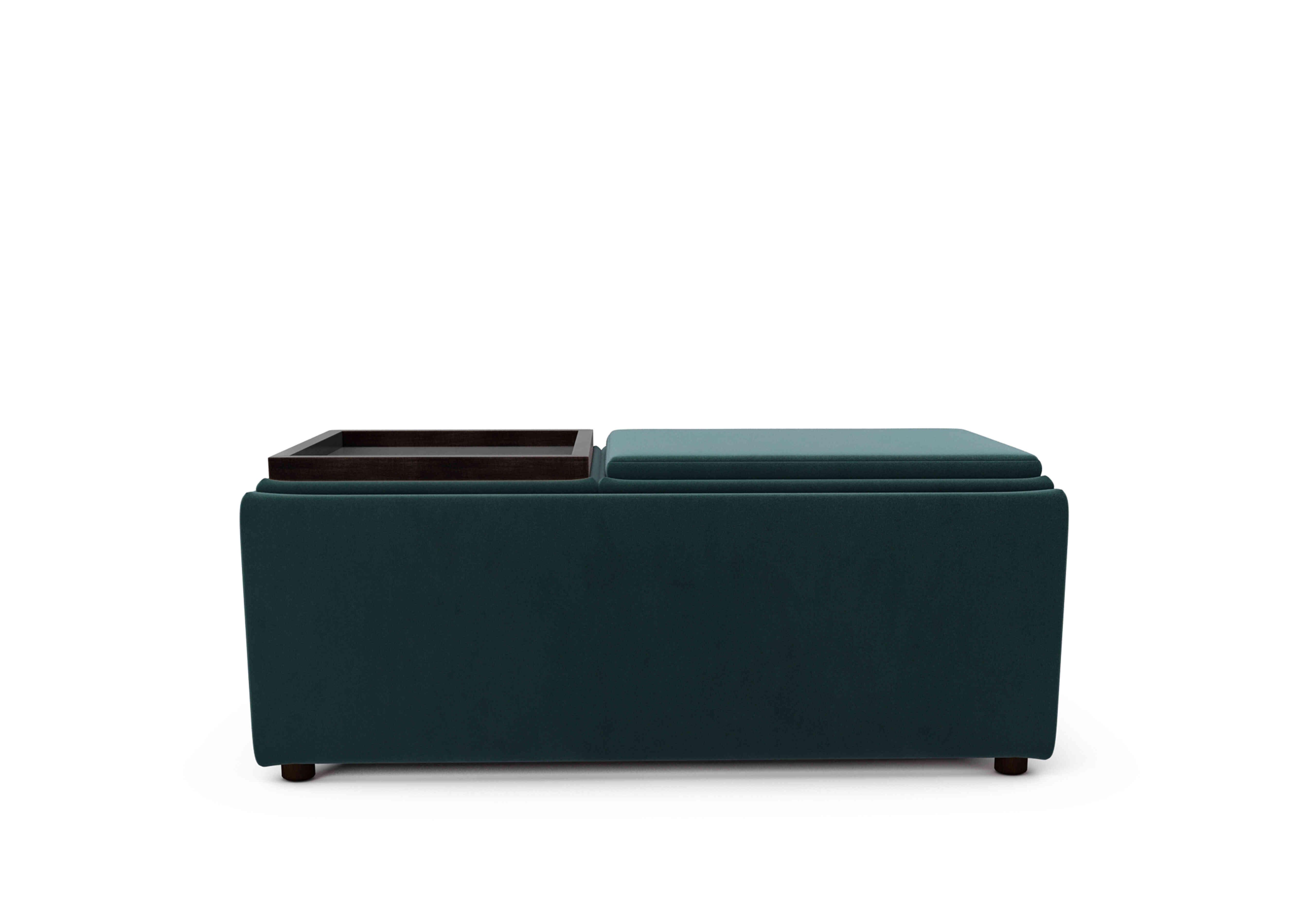 Bronwyn Storage Bench Tray Stool in Eve259 Evening Teal Wt on Furniture Village