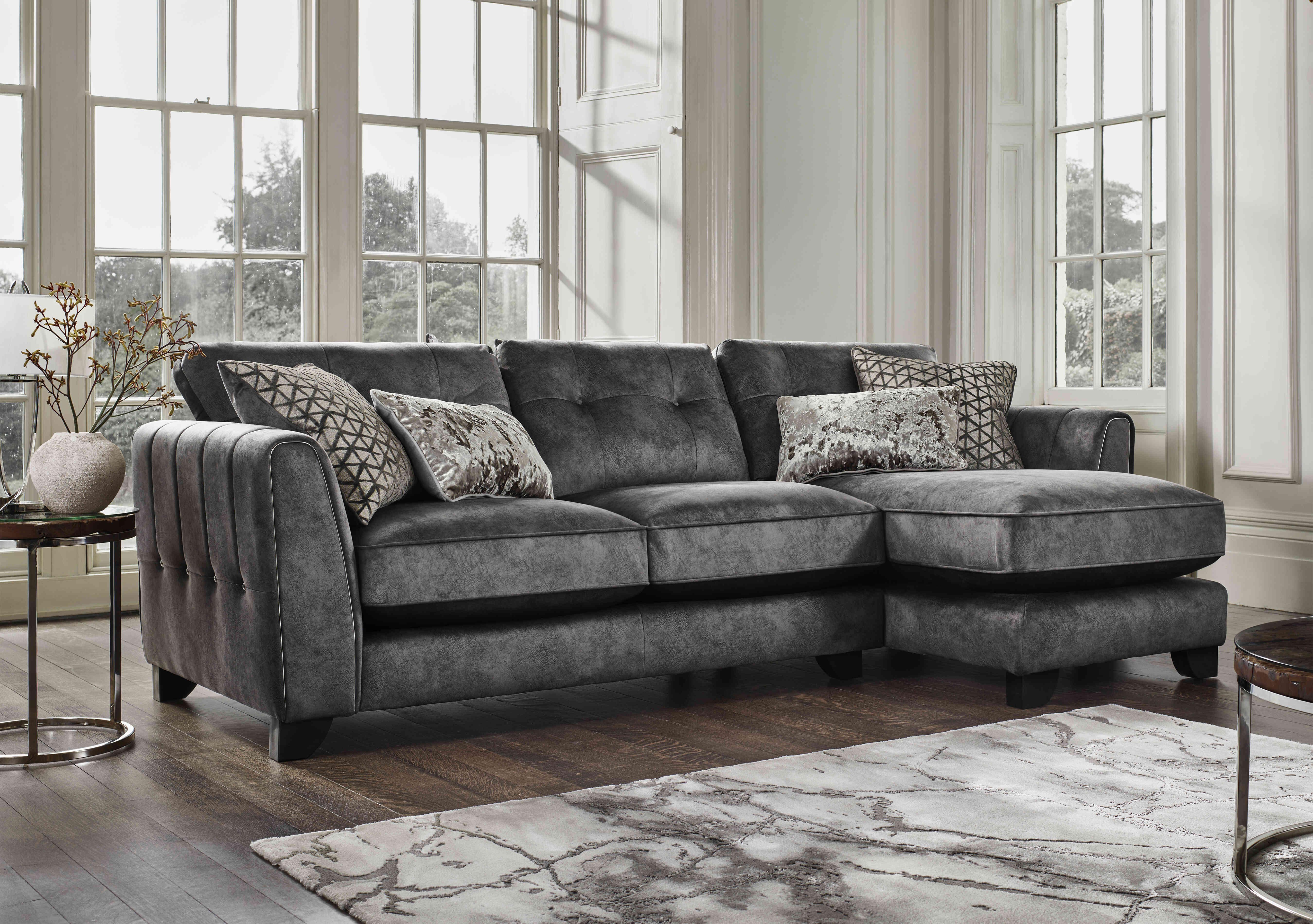Ariana Fabric Classic Back Chaise End Sofa in  on Furniture Village