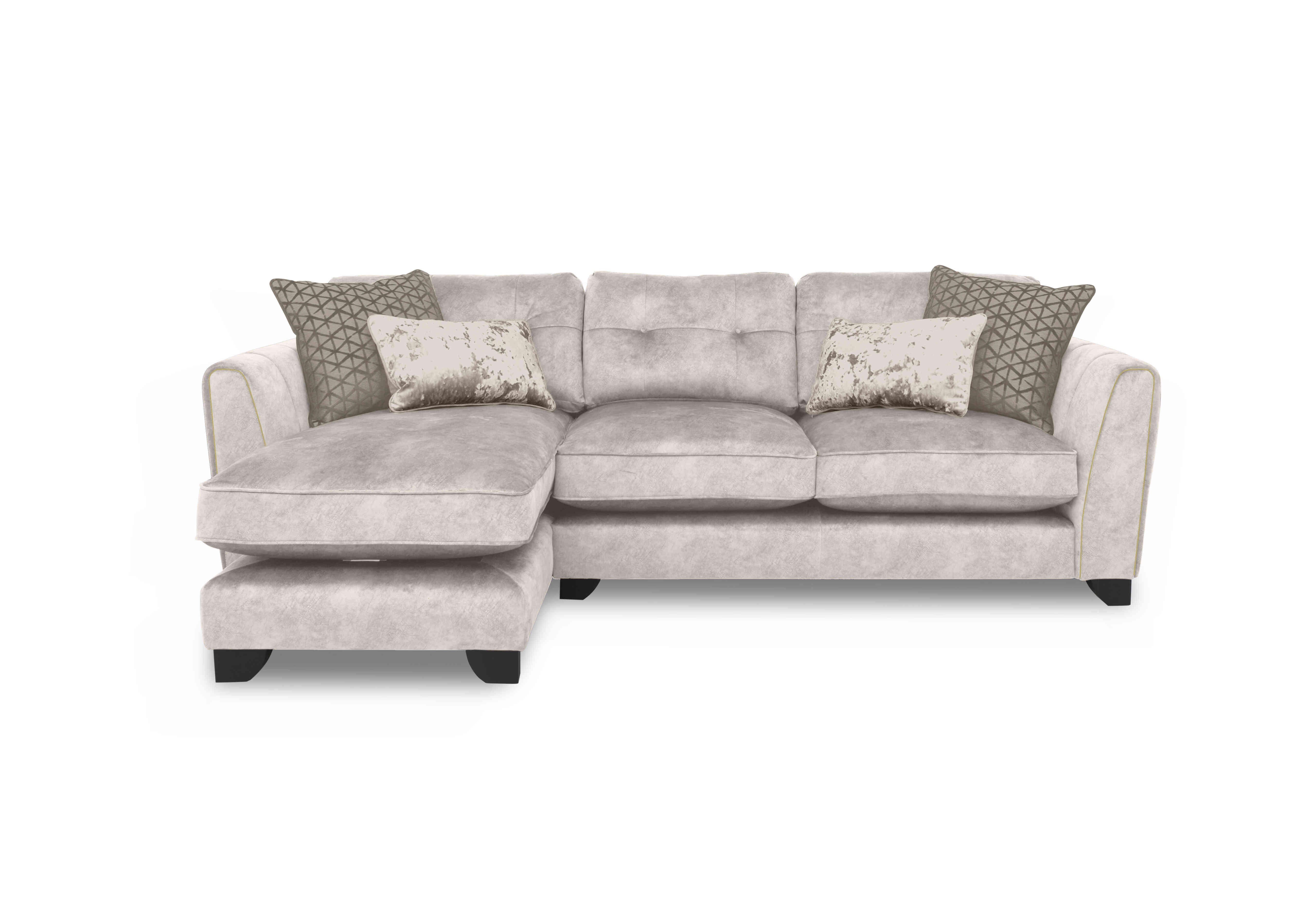 Ariana Fabric Classic Back Chaise End Sofa in Dapple Cream Brass Insert on Furniture Village