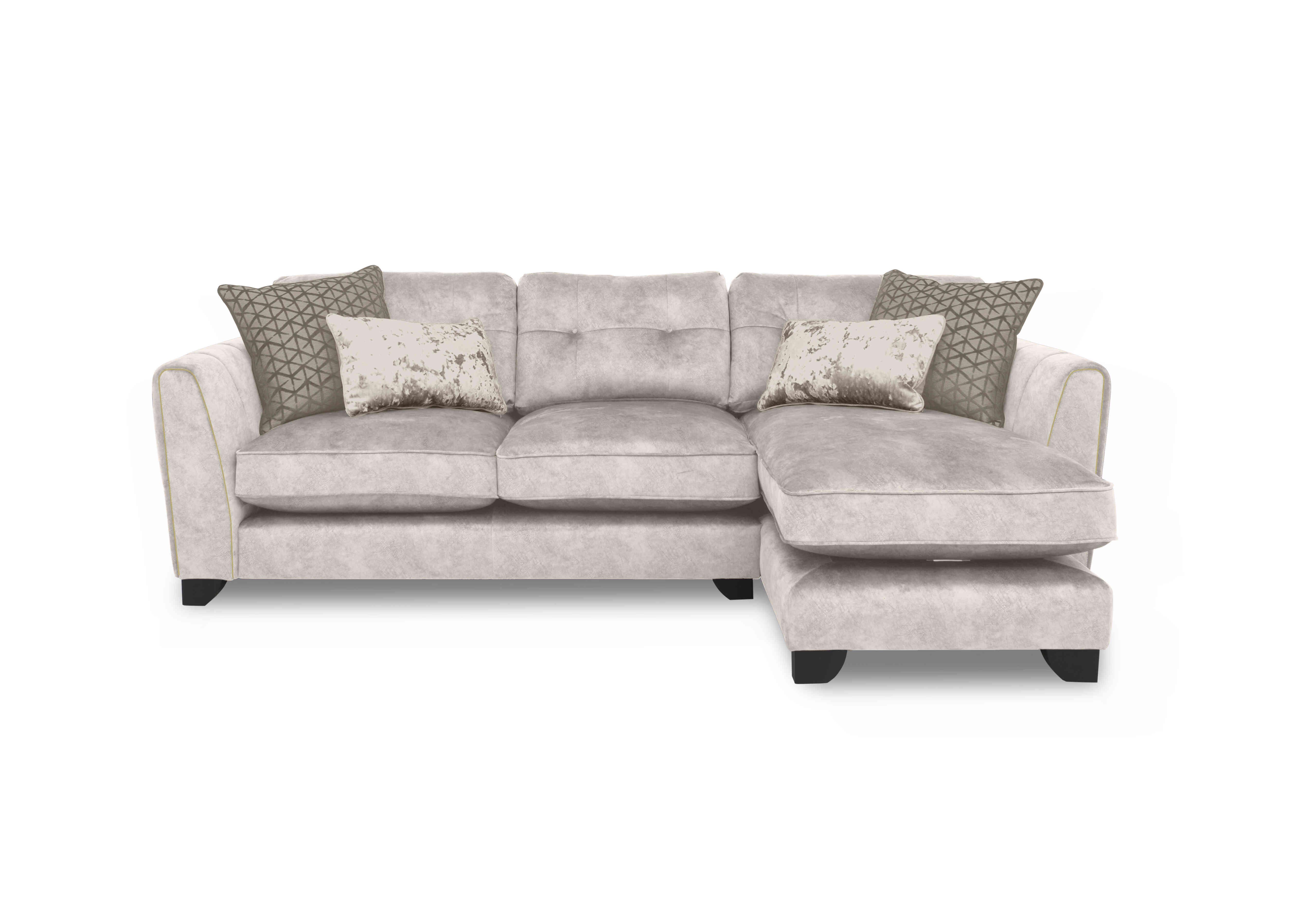 Ariana Fabric Classic Back Chaise End Sofa in Dapple Cream Brass Insert on Furniture Village