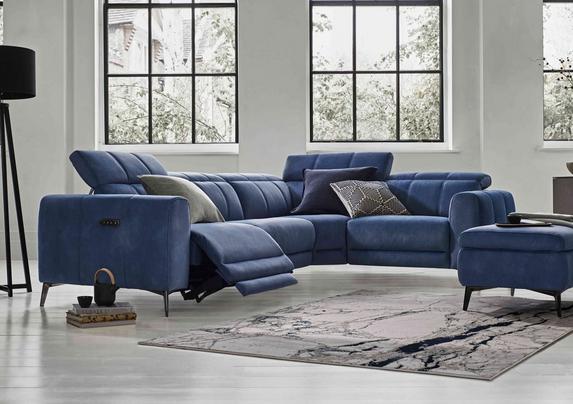 Ezra Fabric Power Recliner Corner Sofa with Power Headrest