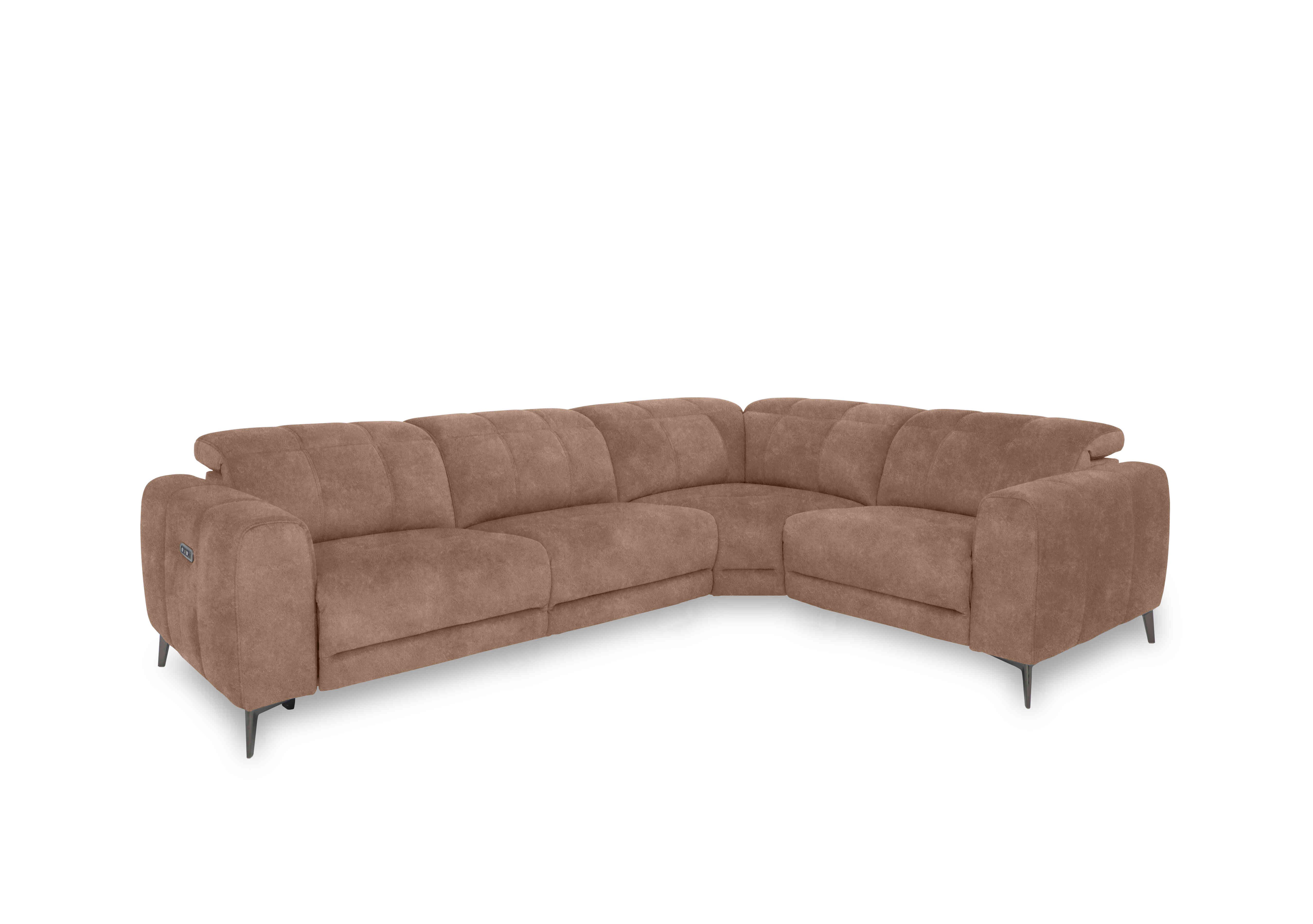 Ezra Fabric Power Recliner Corner Sofa with Power Headrest in Dexter 43507 Sand on Furniture Village