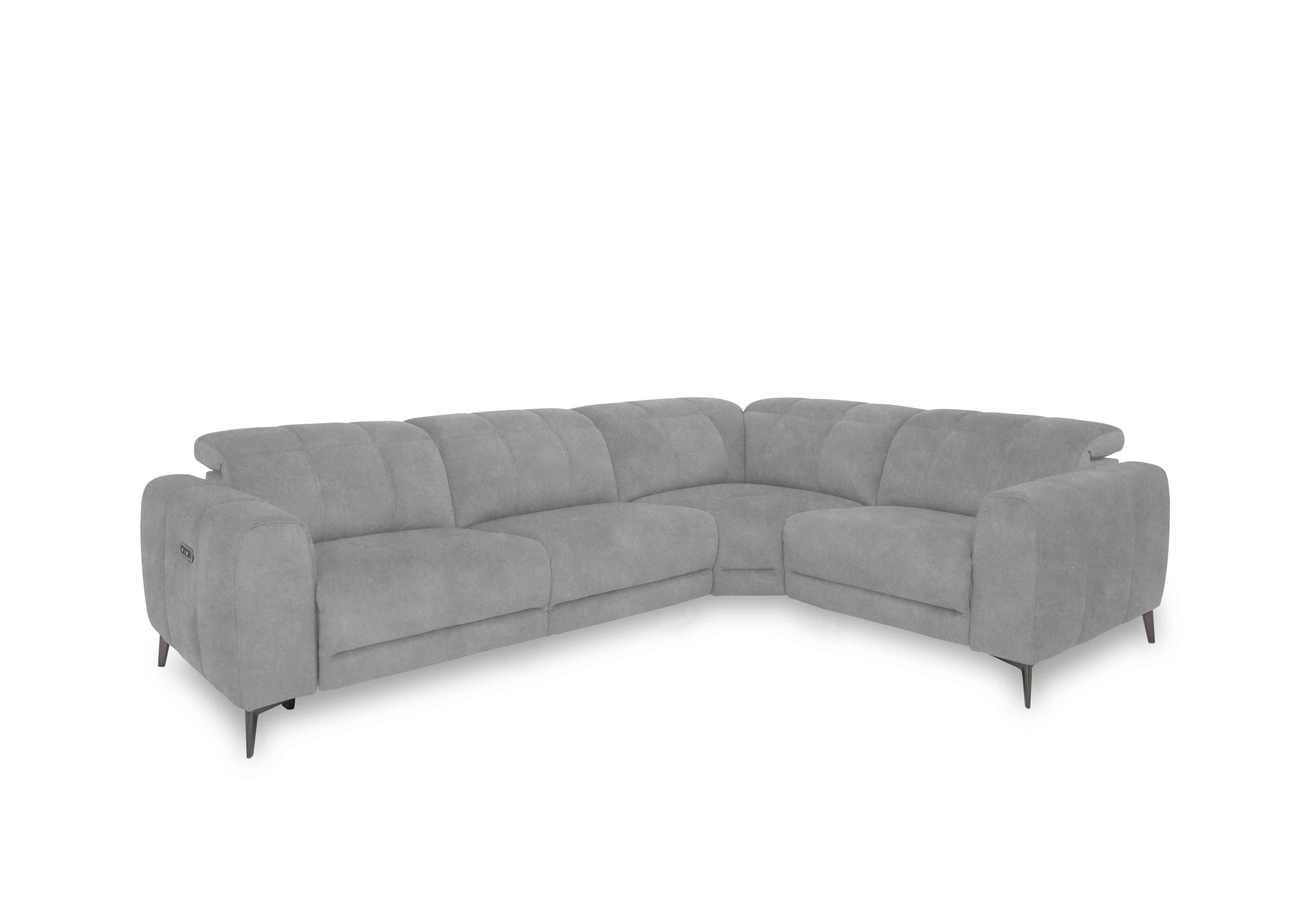 Ezra Fabric Power Recliner Corner Sofa with Power Headrest in Dexter 43516 Smoke on Furniture Village