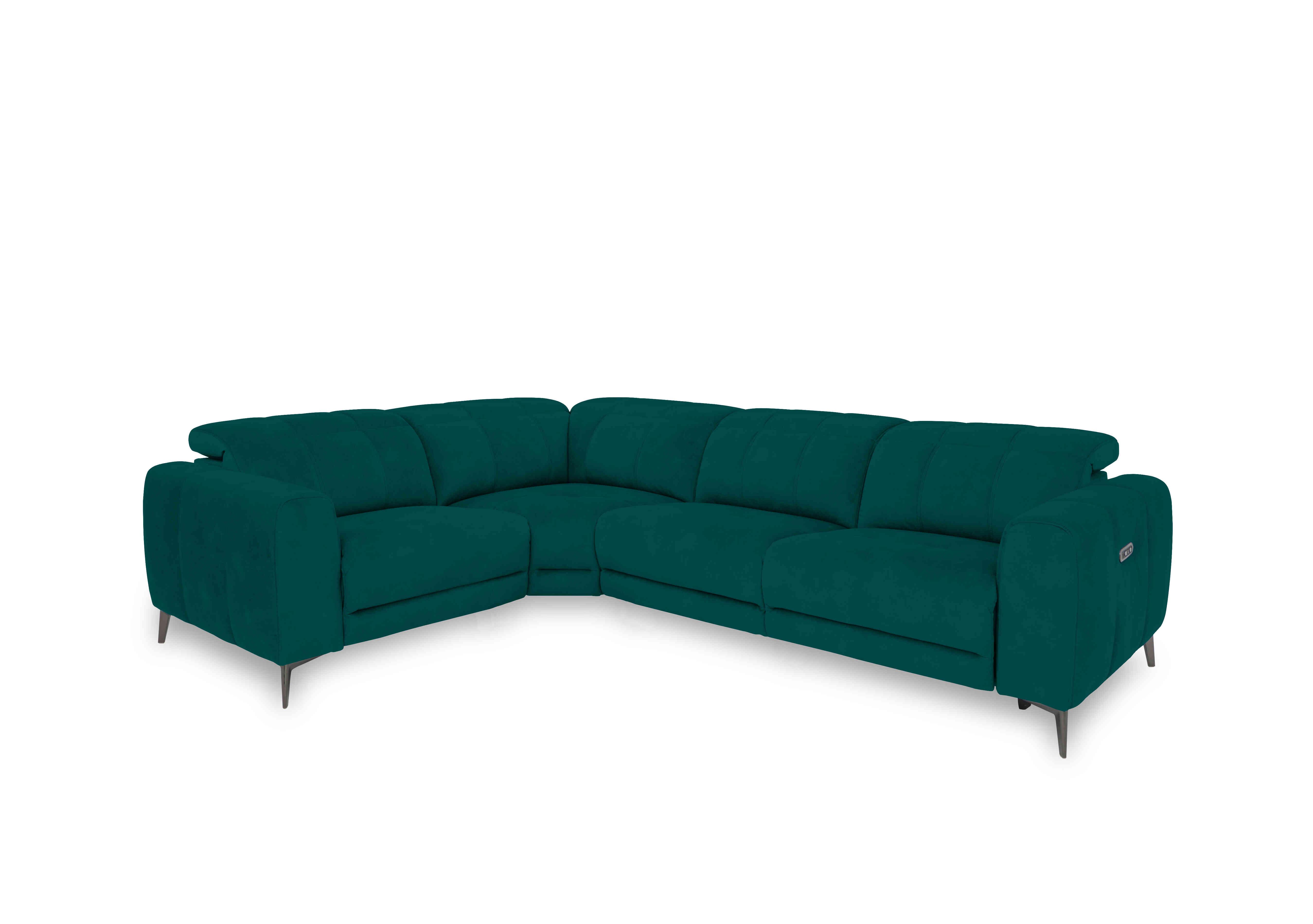 Ezra Fabric Power Recliner Corner Sofa with Power Headrests in Opulence 51003 Teal on Furniture Village