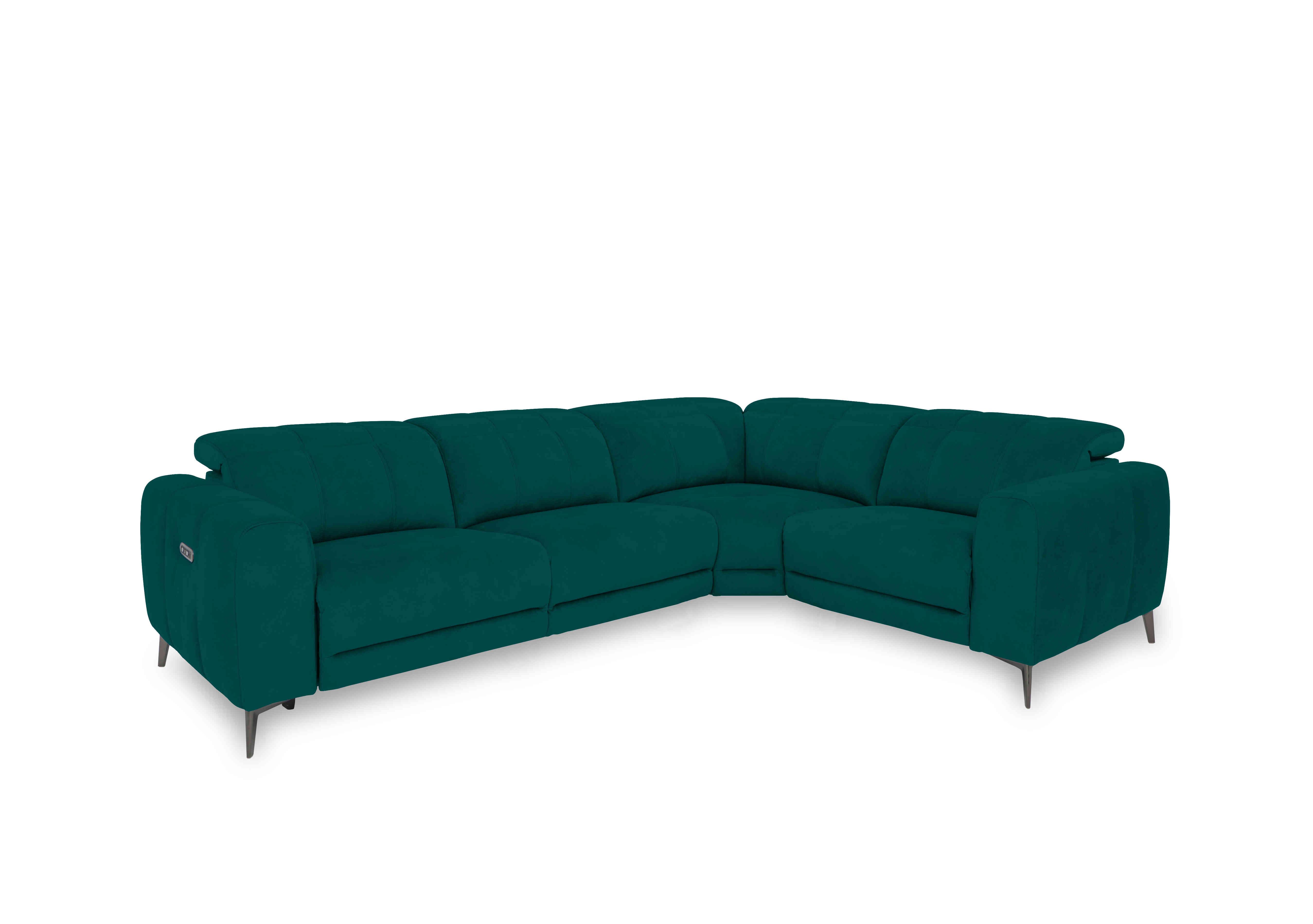 Ezra Fabric Power Recliner Corner Sofa with Power Headrest in Opulence 51003 Teal on Furniture Village
