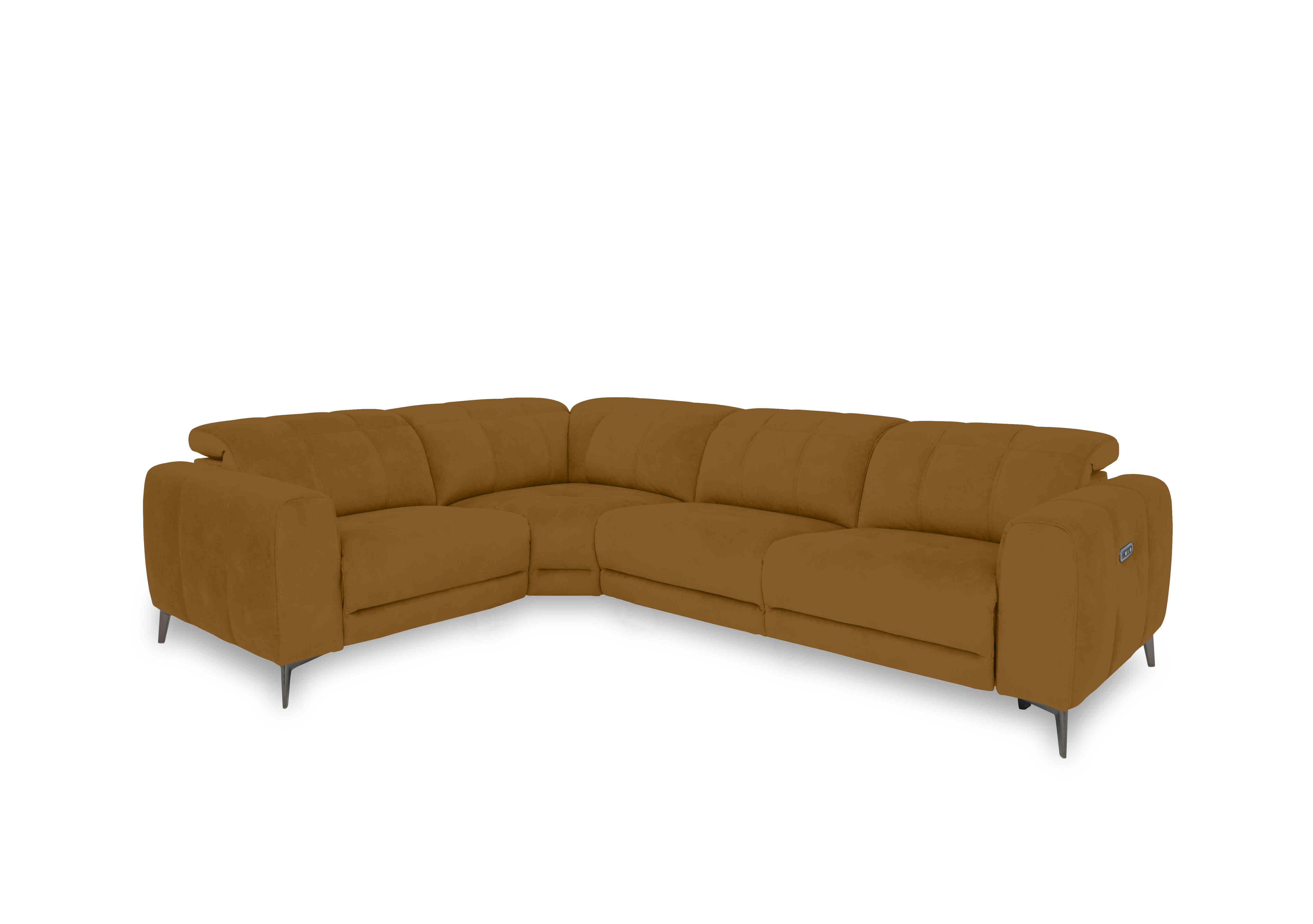 Ezra Fabric Power Recliner Corner Sofa with Power Headrest in Opulence 51009 Saffron on Furniture Village