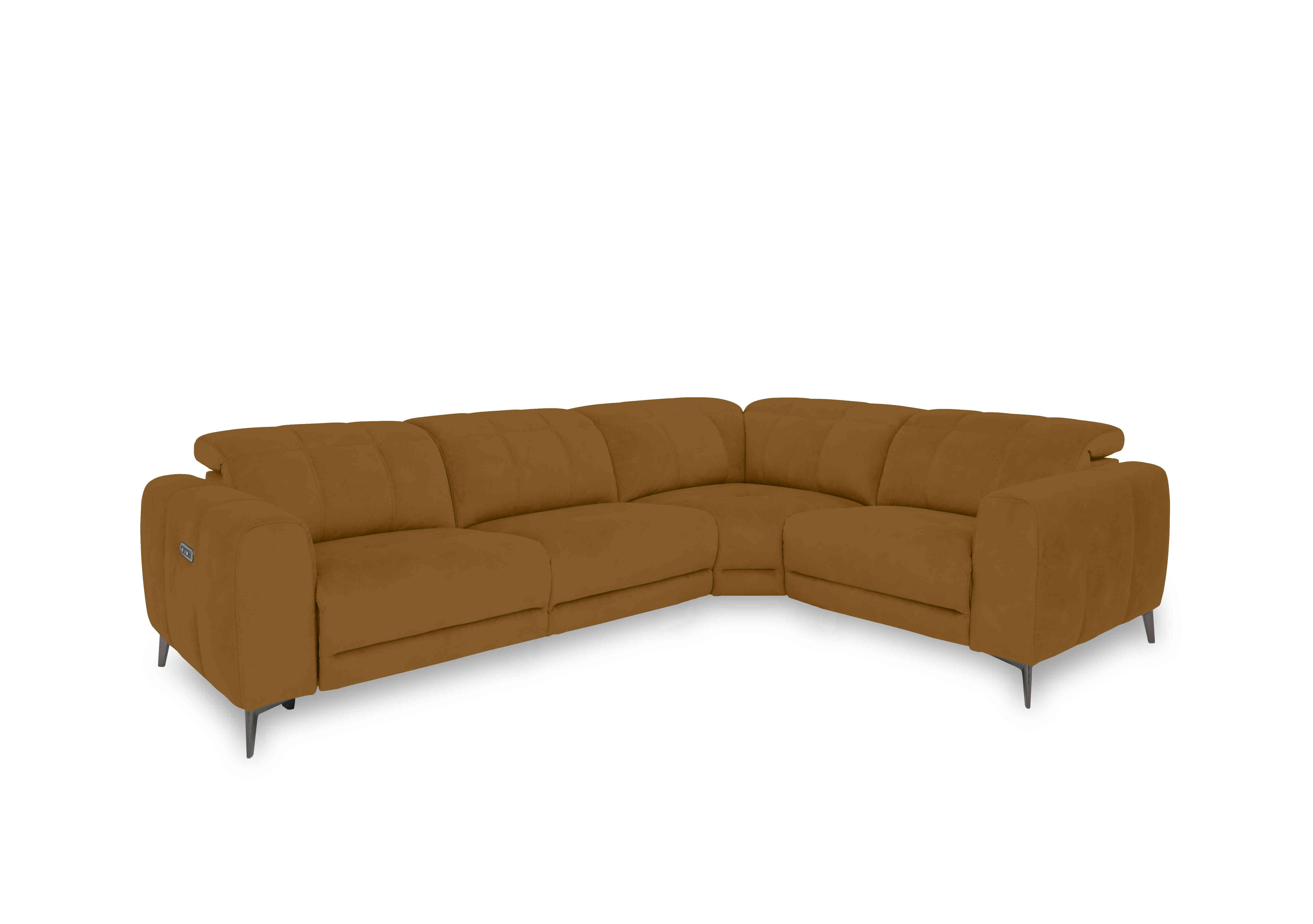 Ezra Fabric Power Recliner Corner Sofa with Power Headrest in Opulence 51009 Saffron on Furniture Village