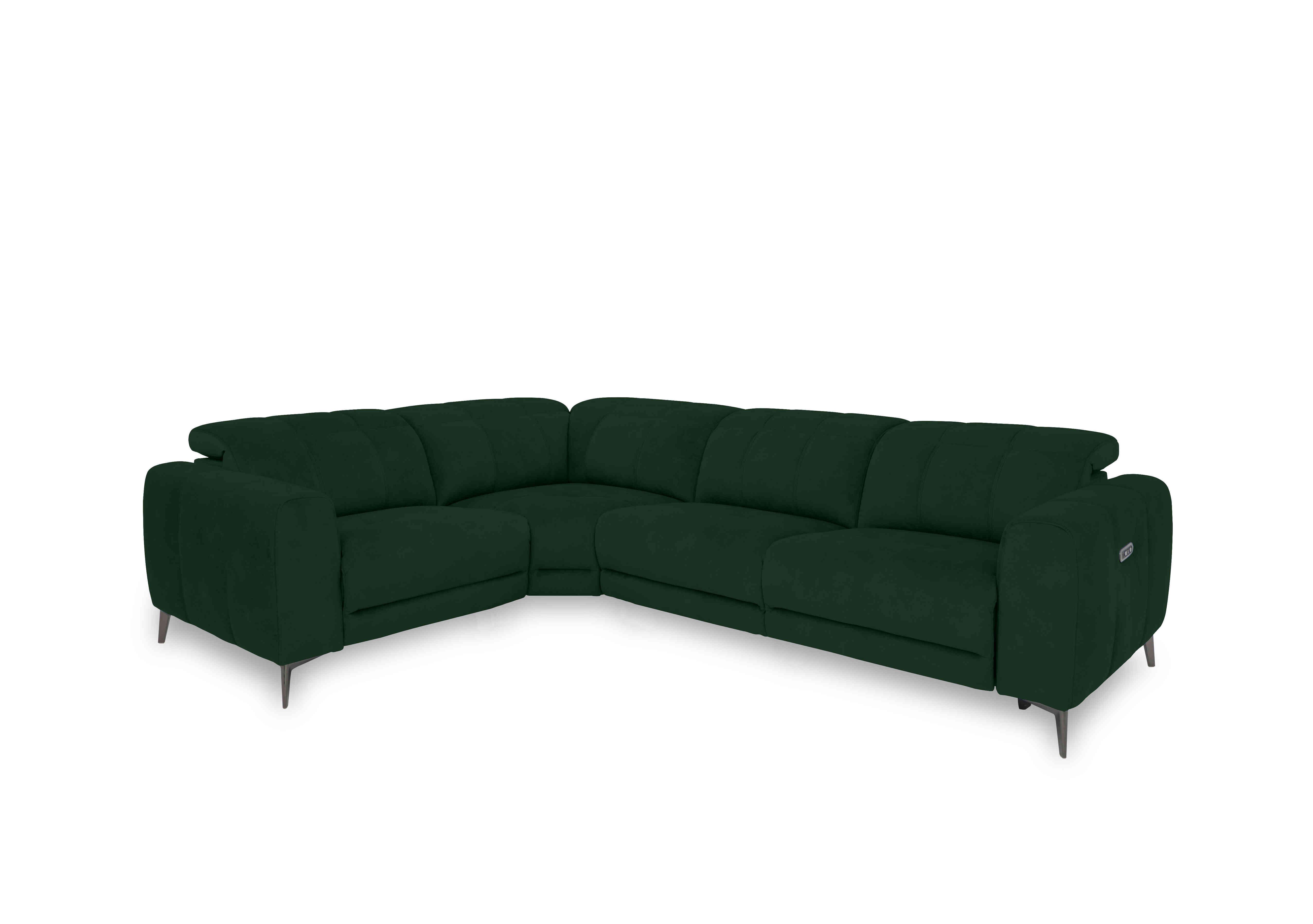 Ezra Fabric Power Recliner Corner Sofa with Power Headrest in Opulence 51011 Bottle Green on Furniture Village