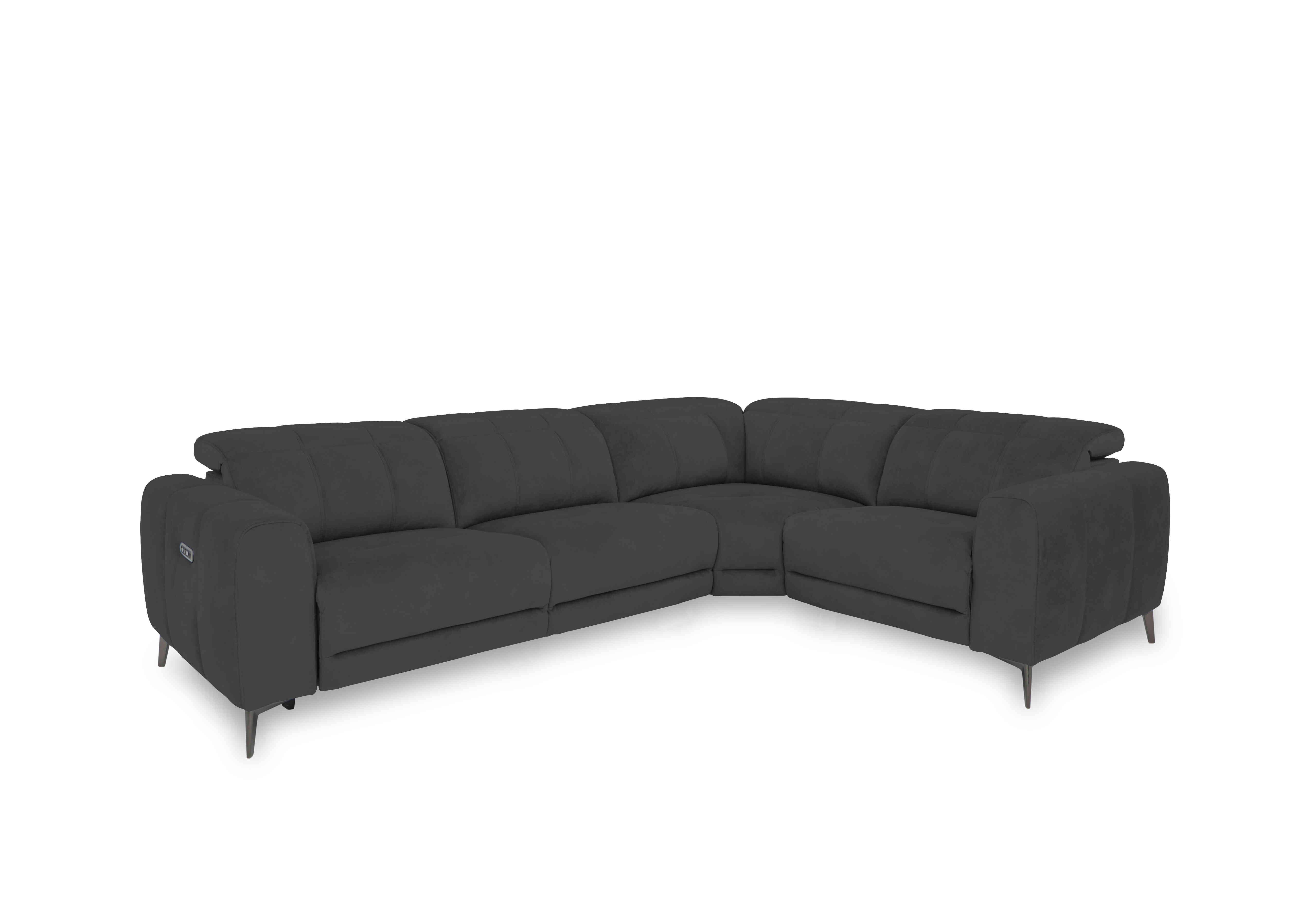 Ezra Fabric Power Recliner Corner Sofa with Power Headrest in Opulence 51012 Granite on Furniture Village