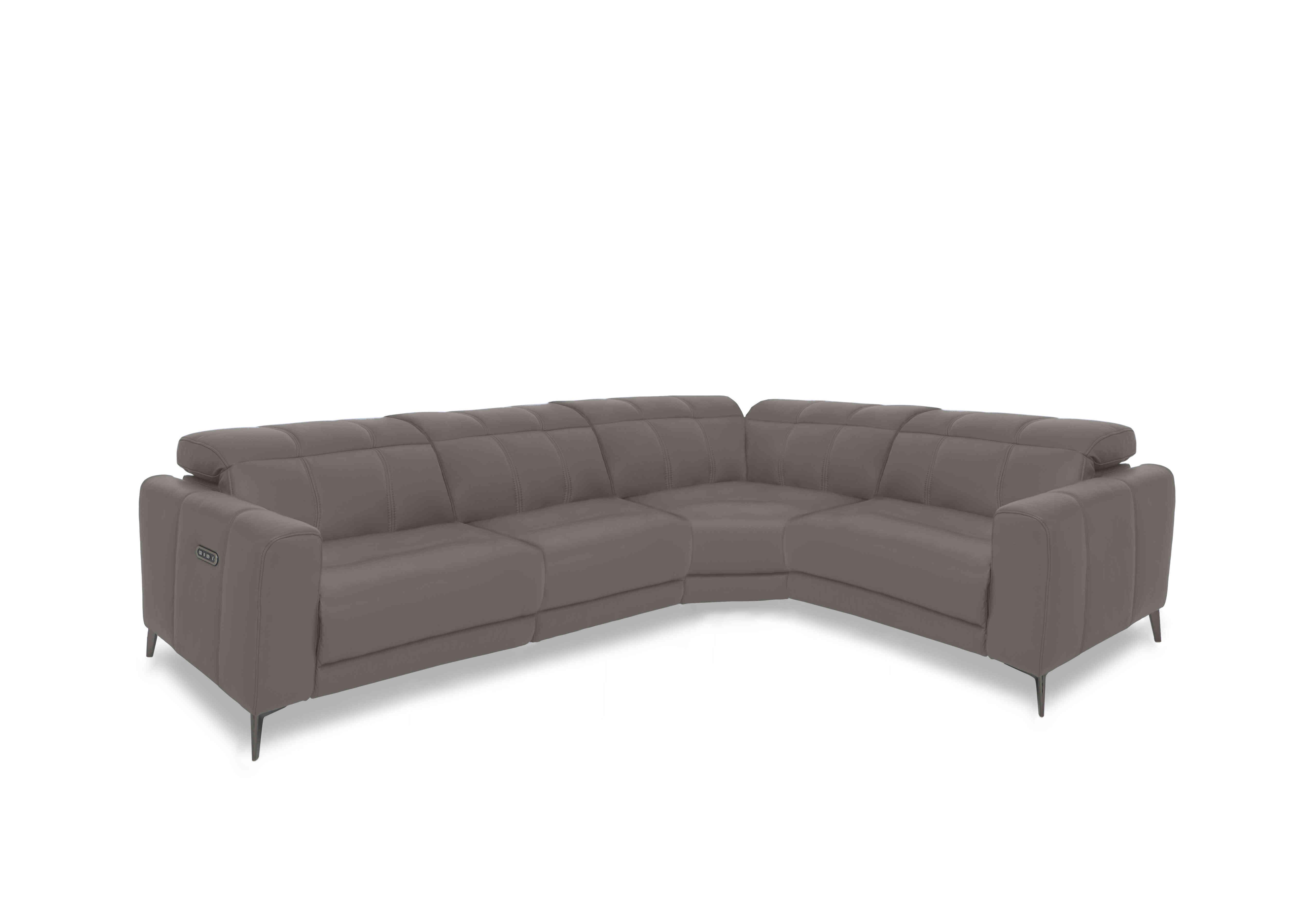 Ezra Leather Power Recliner Corner Sofa with Power Headrests in Cat-40/15 Elephant on Furniture Village