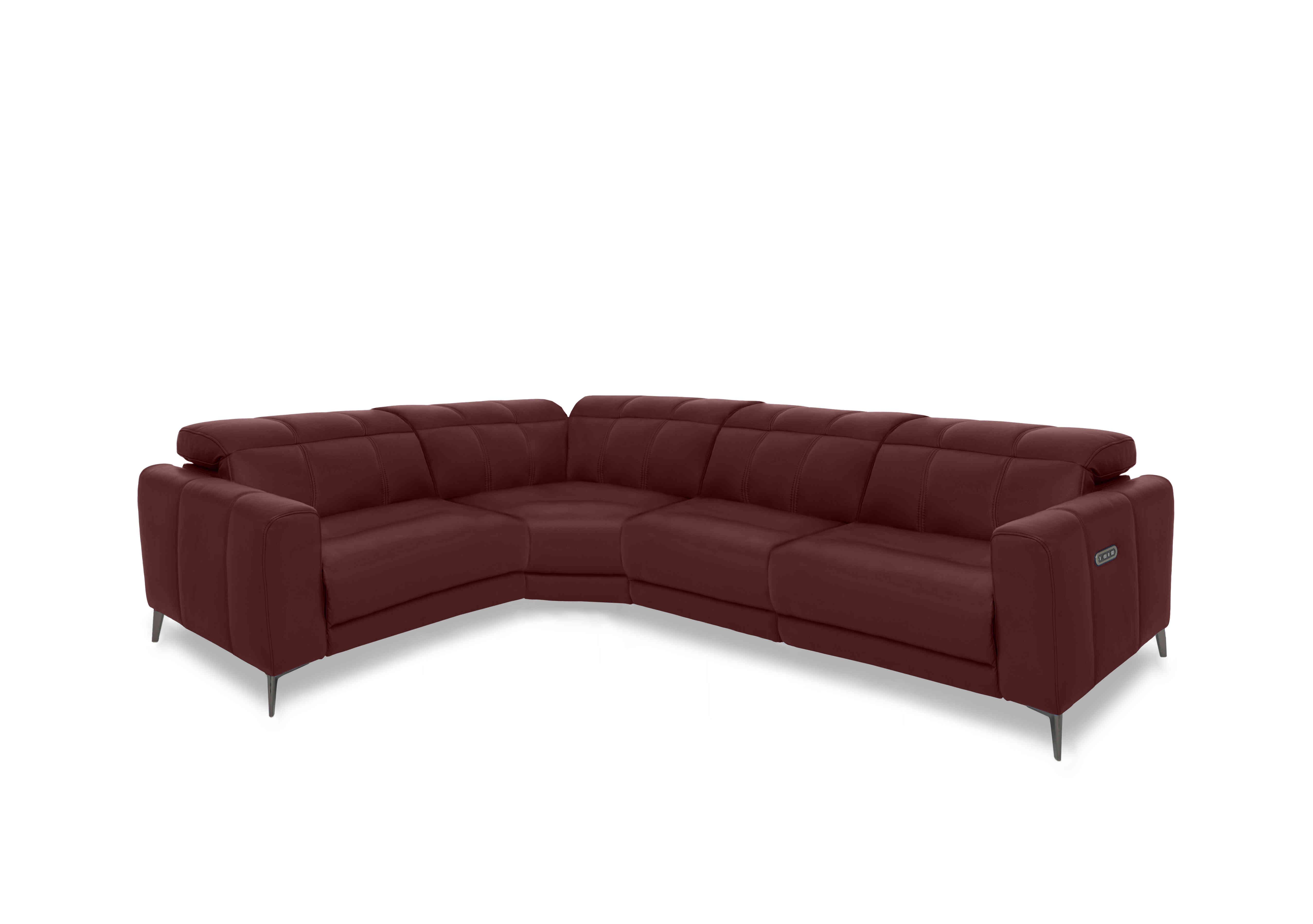 Ezra Leather Power Recliner Corner Sofa with Power Headrests in Cat-60/15 Ruby on Furniture Village