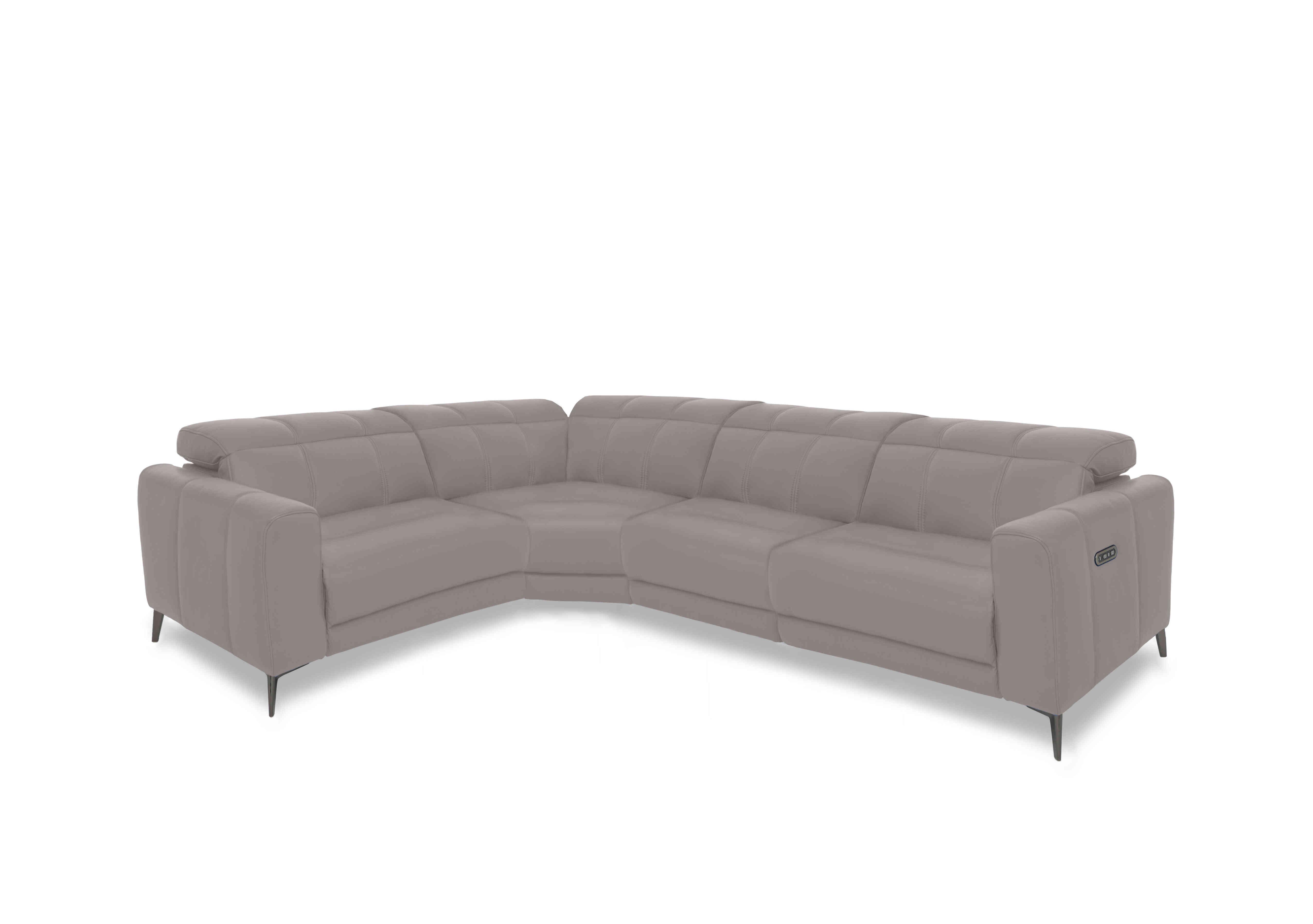 Ezra Leather Power Recliner Corner Sofa with Power Headrests in Cat-60/23 Lead Grey on Furniture Village