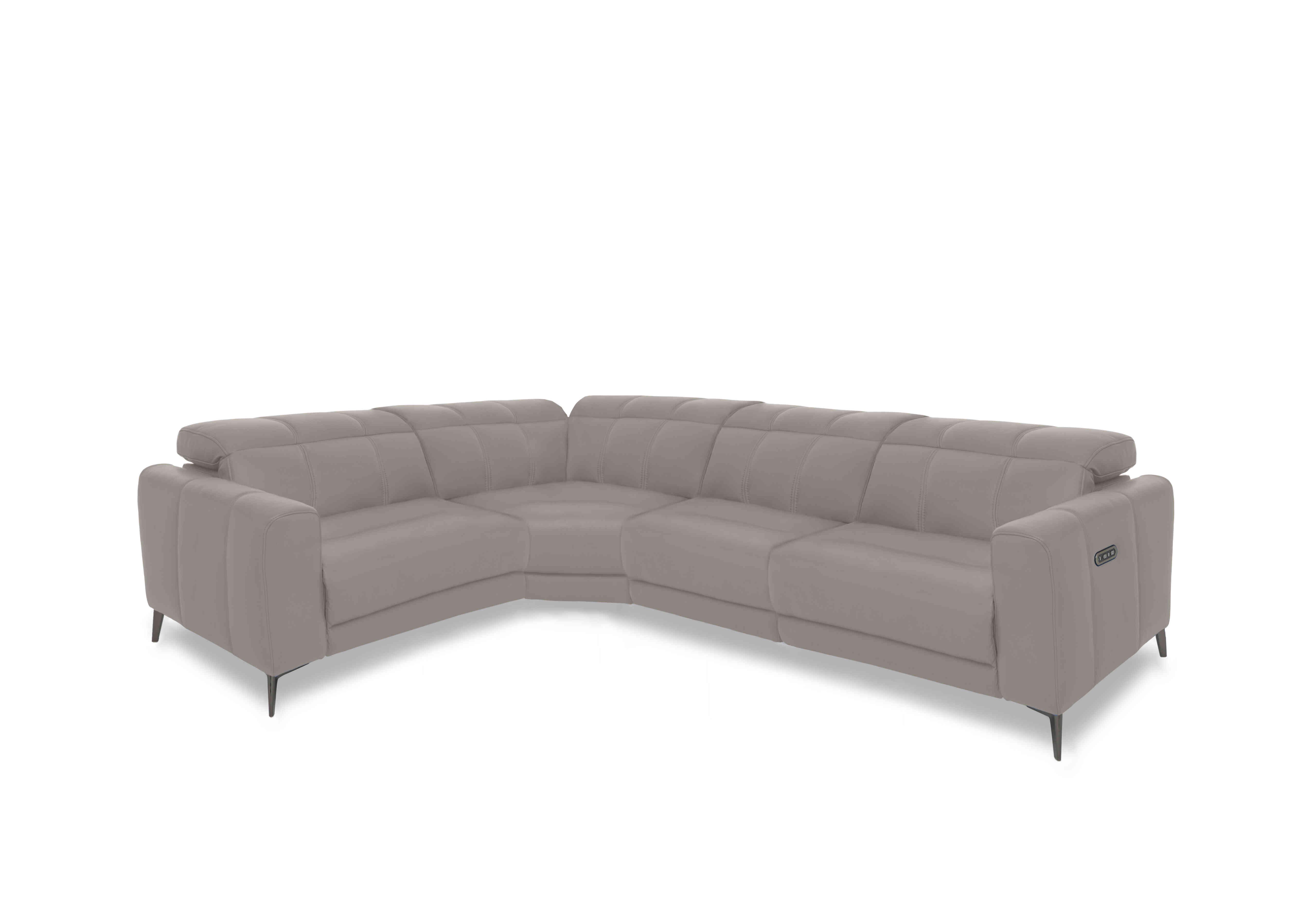 Ezra Leather Power Recliner Corner Sofa with Power Headrests in Cat-60/28 New Grey on Furniture Village