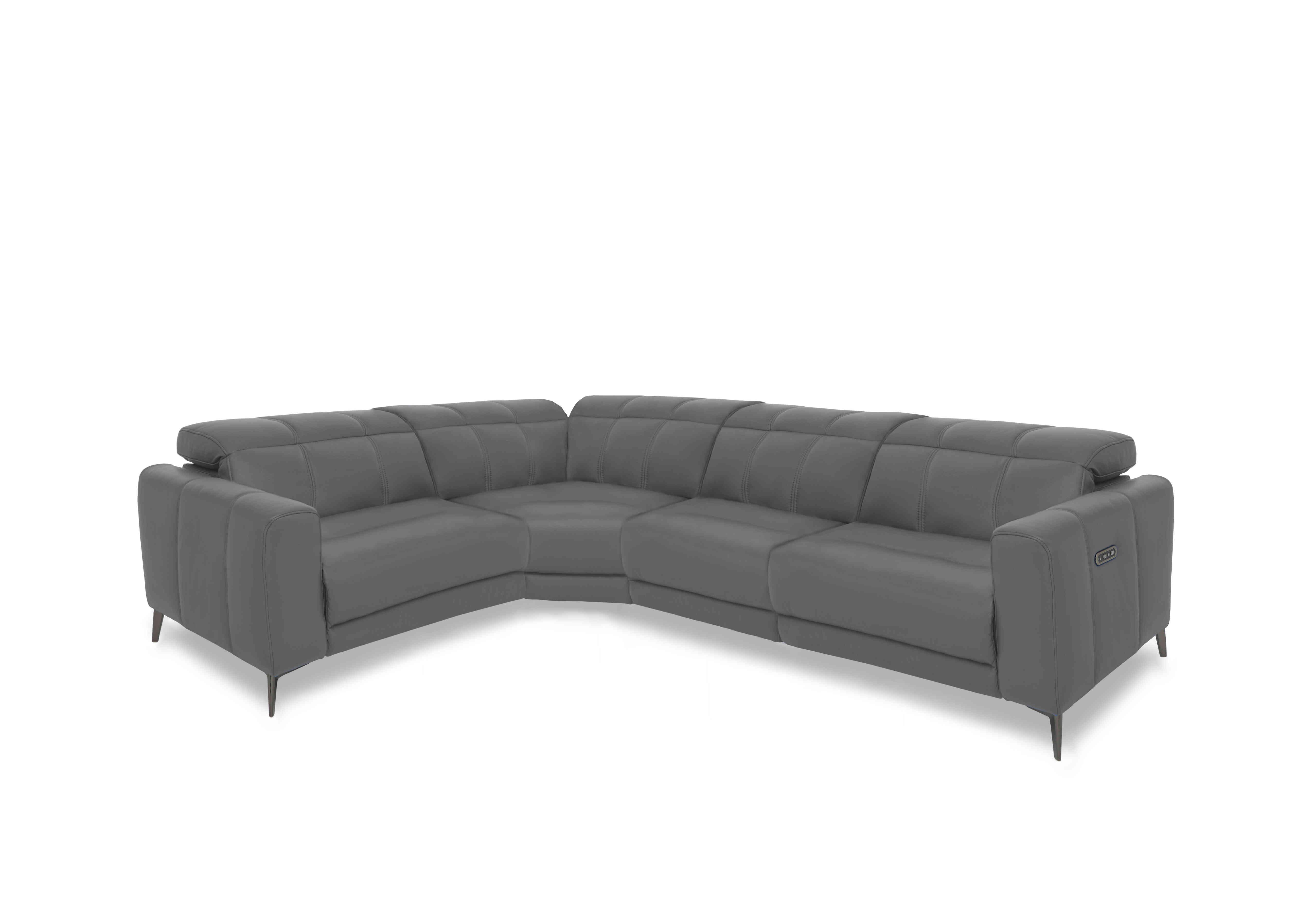Ezra Leather Power Recliner Corner Sofa with Power Headrests in Cat-60/33 Granite on Furniture Village