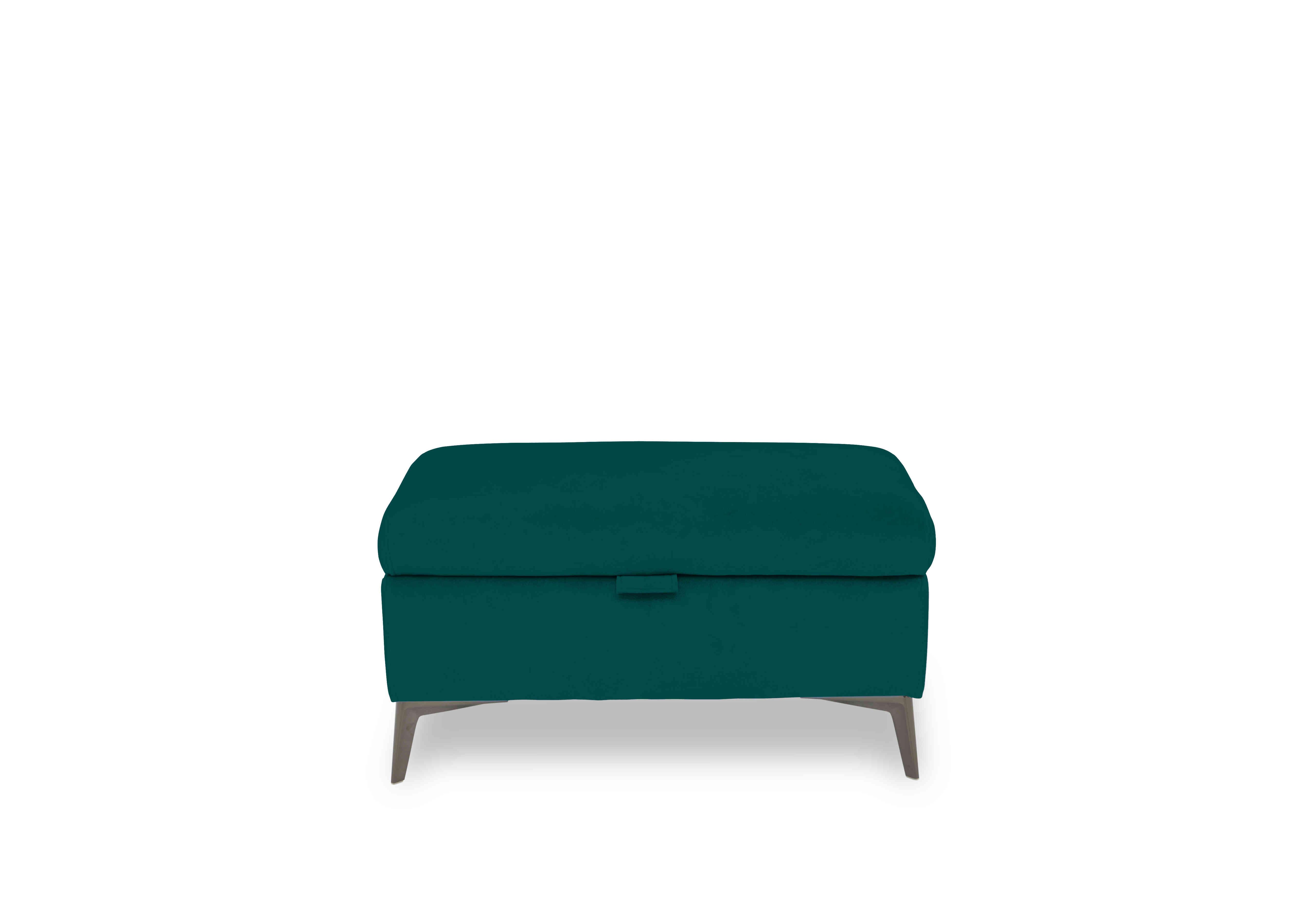 Ezra Fabric Storage Footstool in Opulence 51003 Teal on Furniture Village