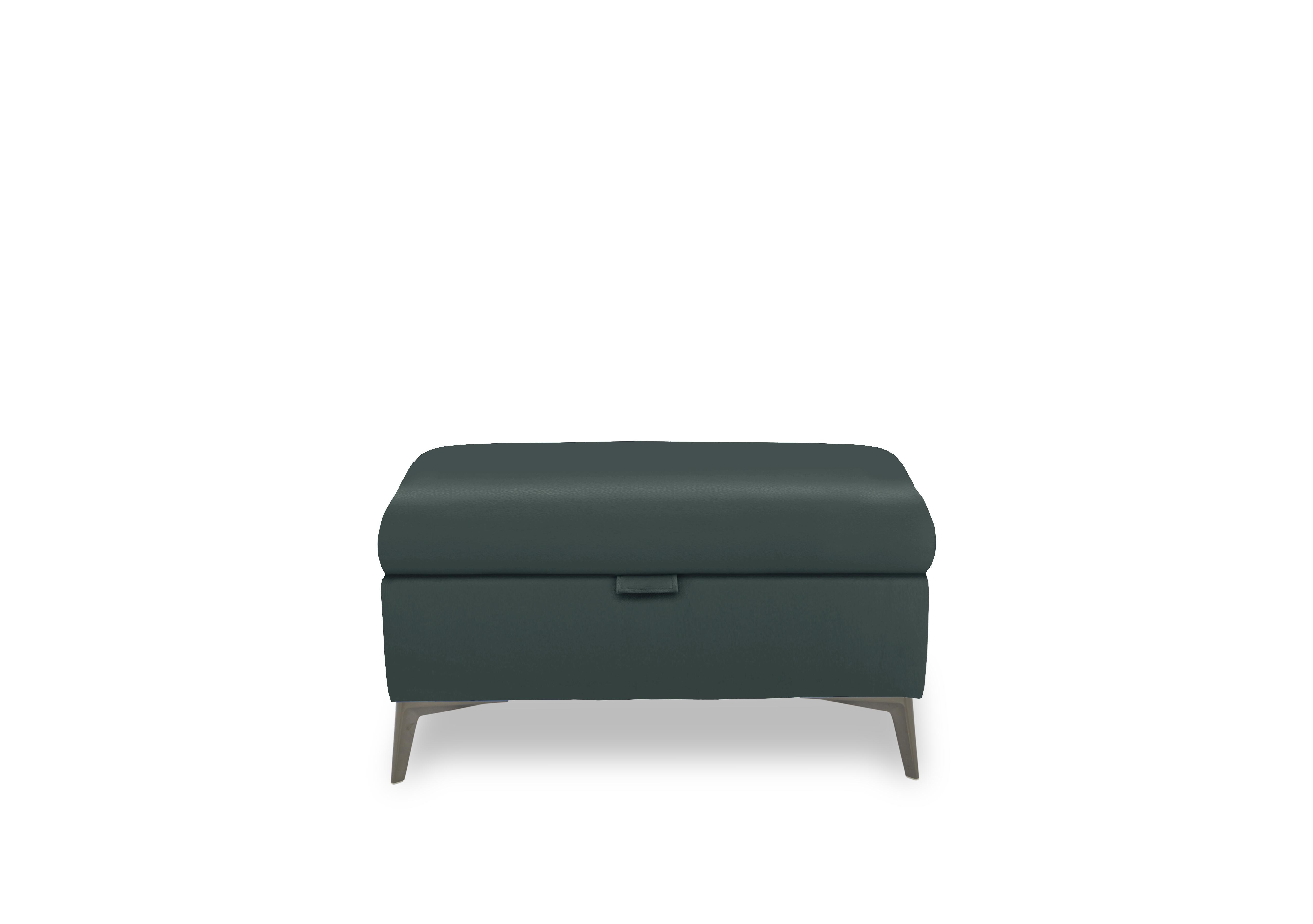 Ezra Leather Storage Footstool in Cat-40/09 Peacock on Furniture Village