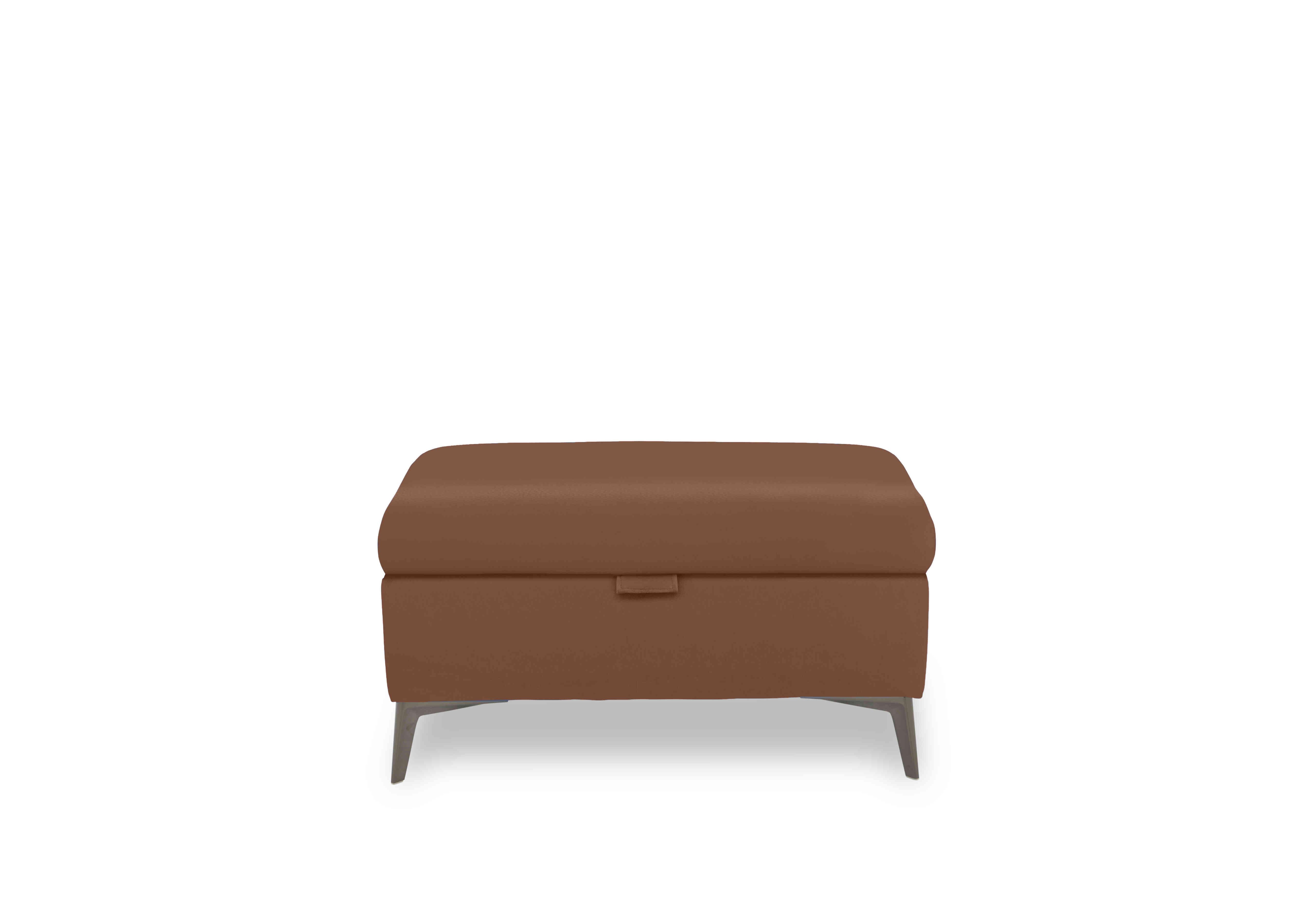 Ezra Leather Storage Footstool in Cat-60/07 Butterscotch on Furniture Village