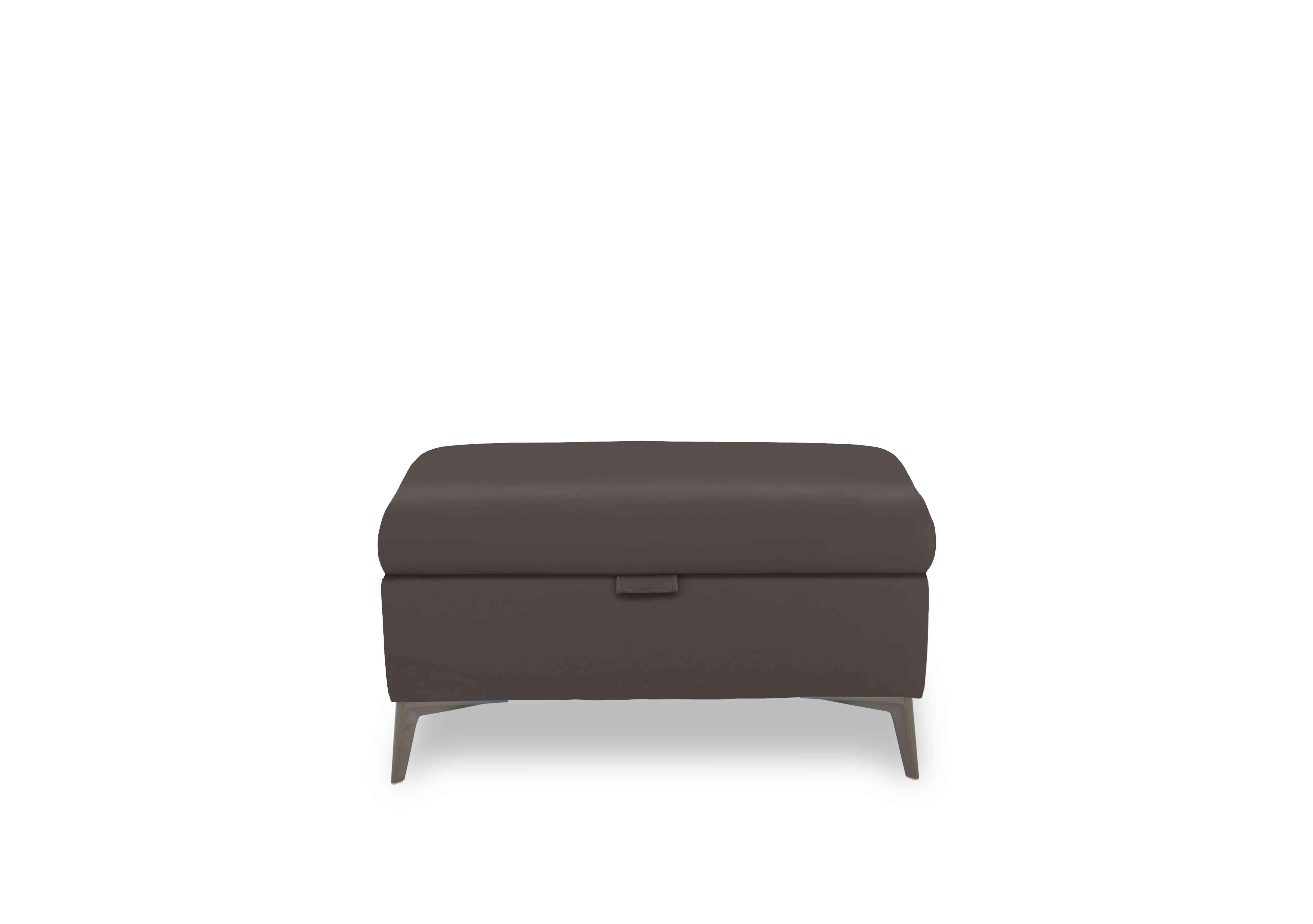 Ezra Leather Storage Footstool in Cat-60/21 Storm on Furniture Village