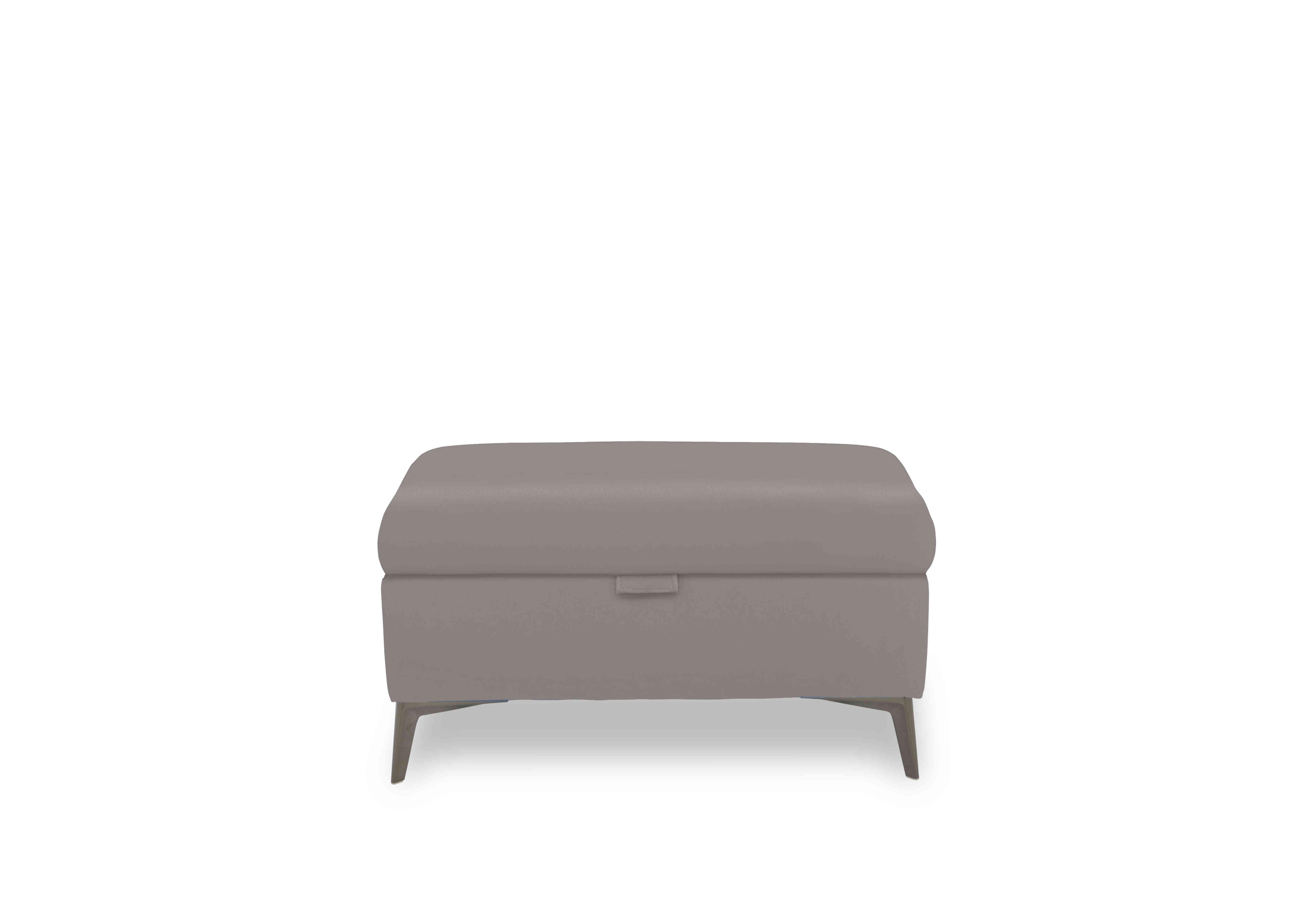 Ezra Leather Storage Footstool in Cat-60/23 Lead Grey on Furniture Village