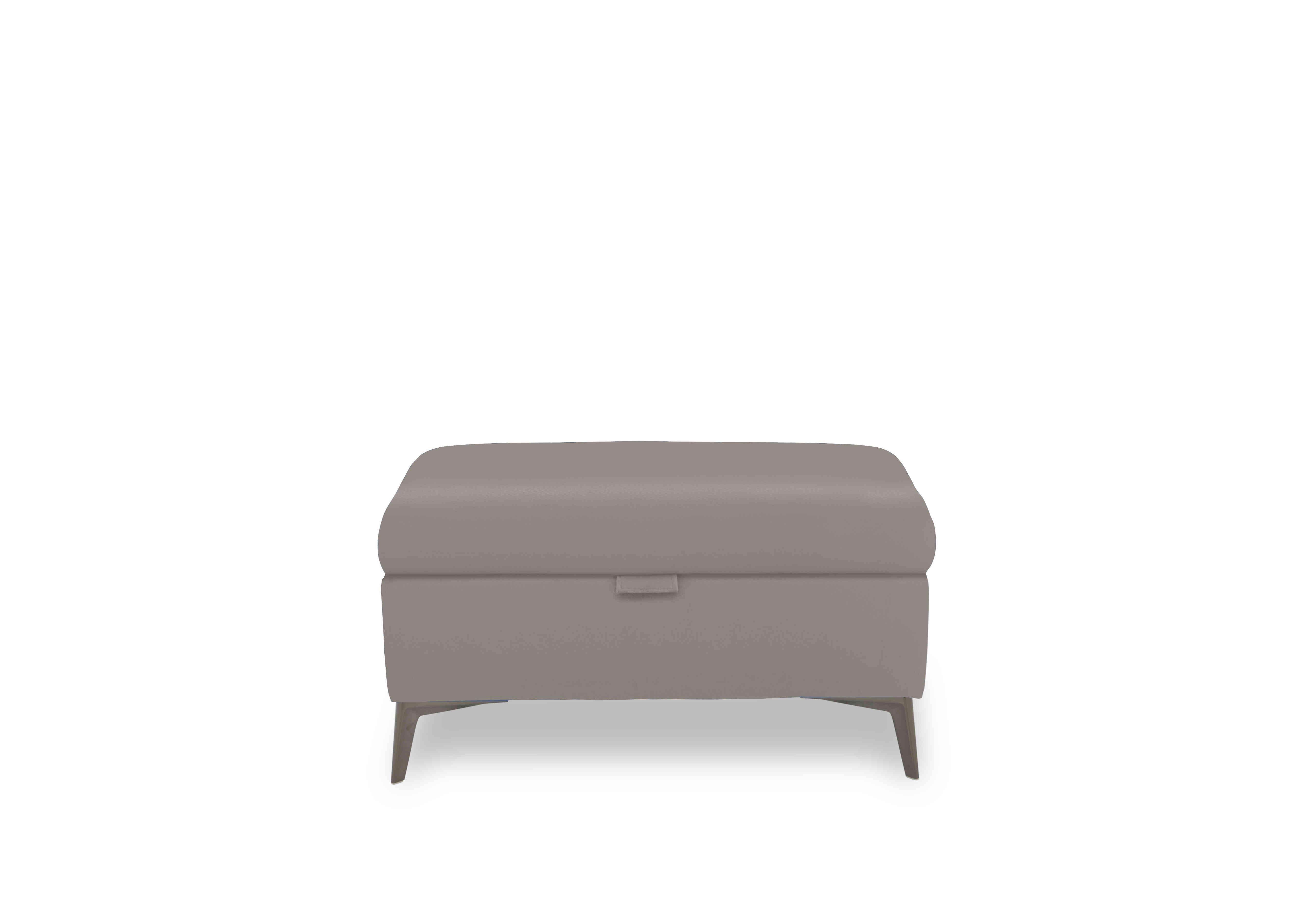 Ezra Leather Storage Footstool in Cat-60/28 New Grey on Furniture Village