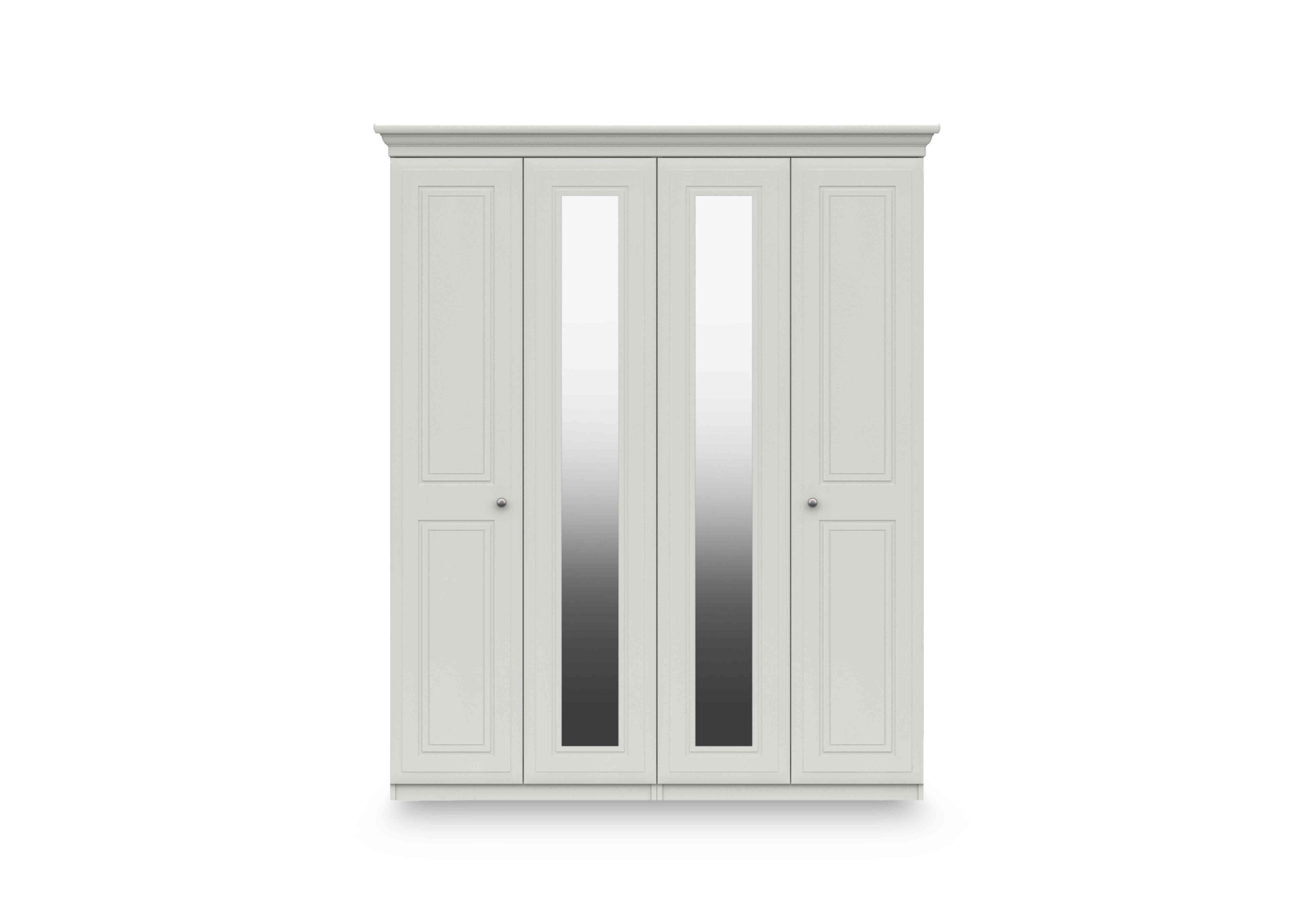 Marylebone 4 Door Wardrobe with 2 Mirror Doors in White on Furniture Village